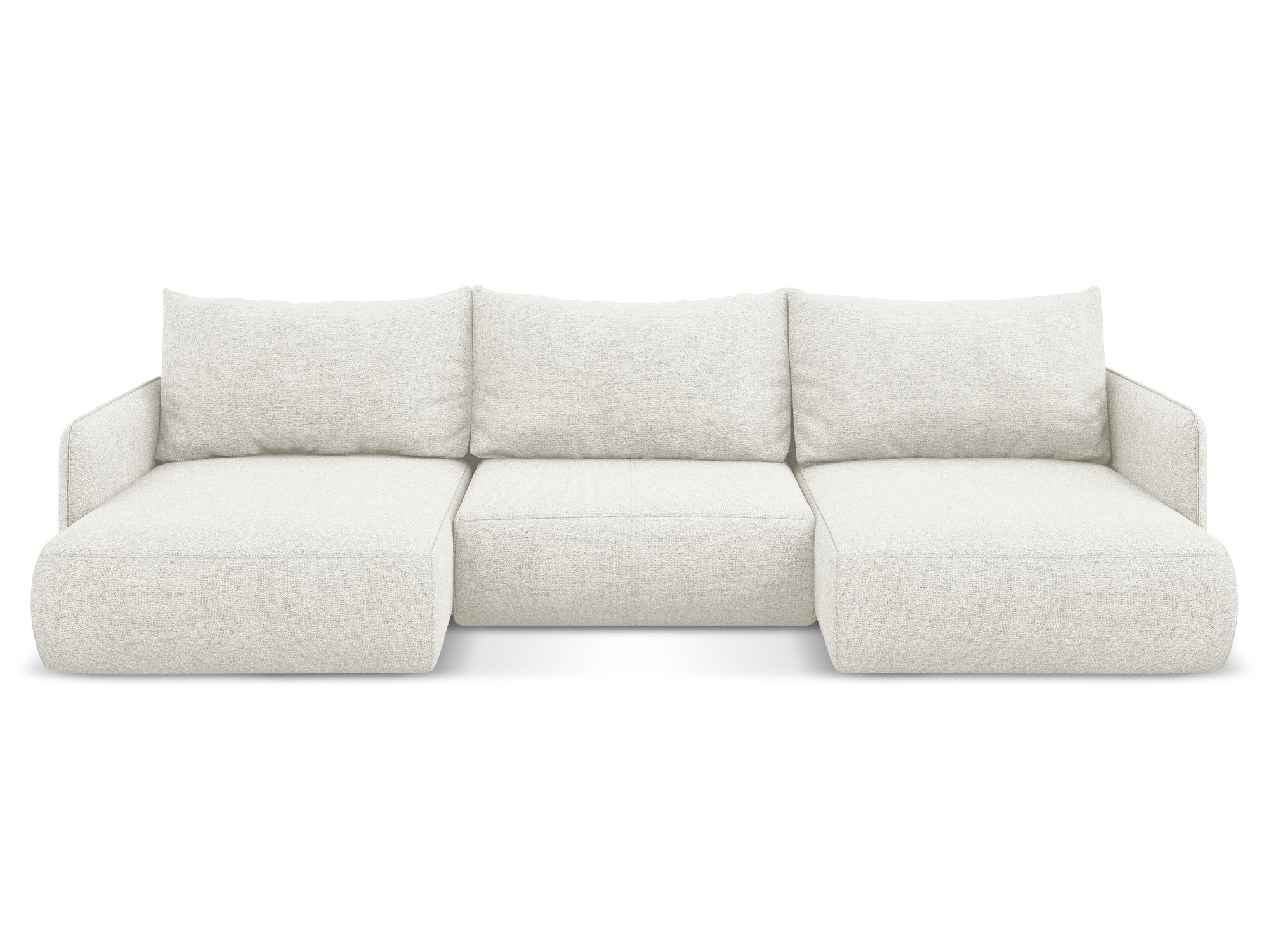 Panoramic corner sofa with sleeping function NANEA white chenille