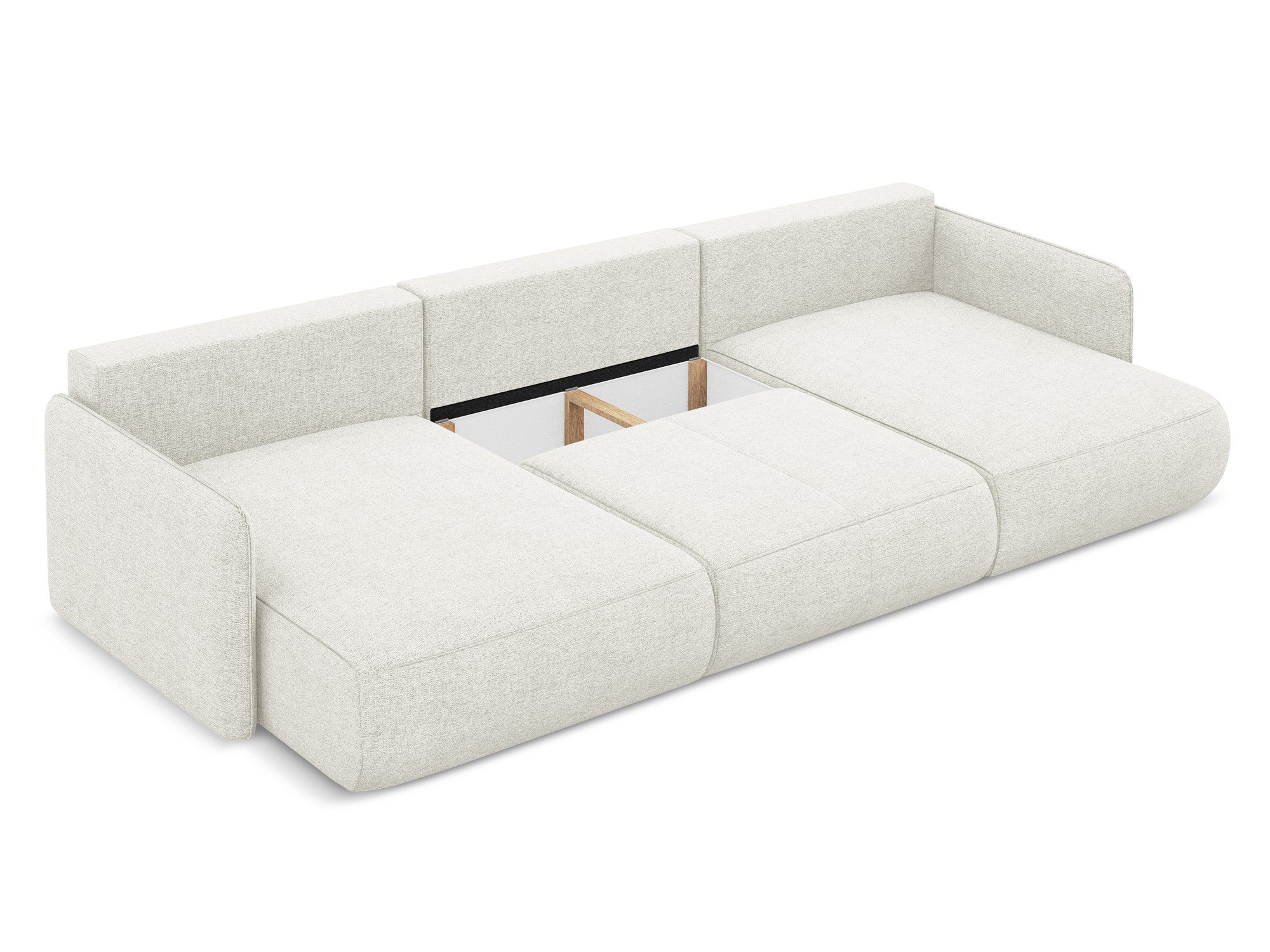 Panoramic corner sofa with sleeping function NANEA white chenille