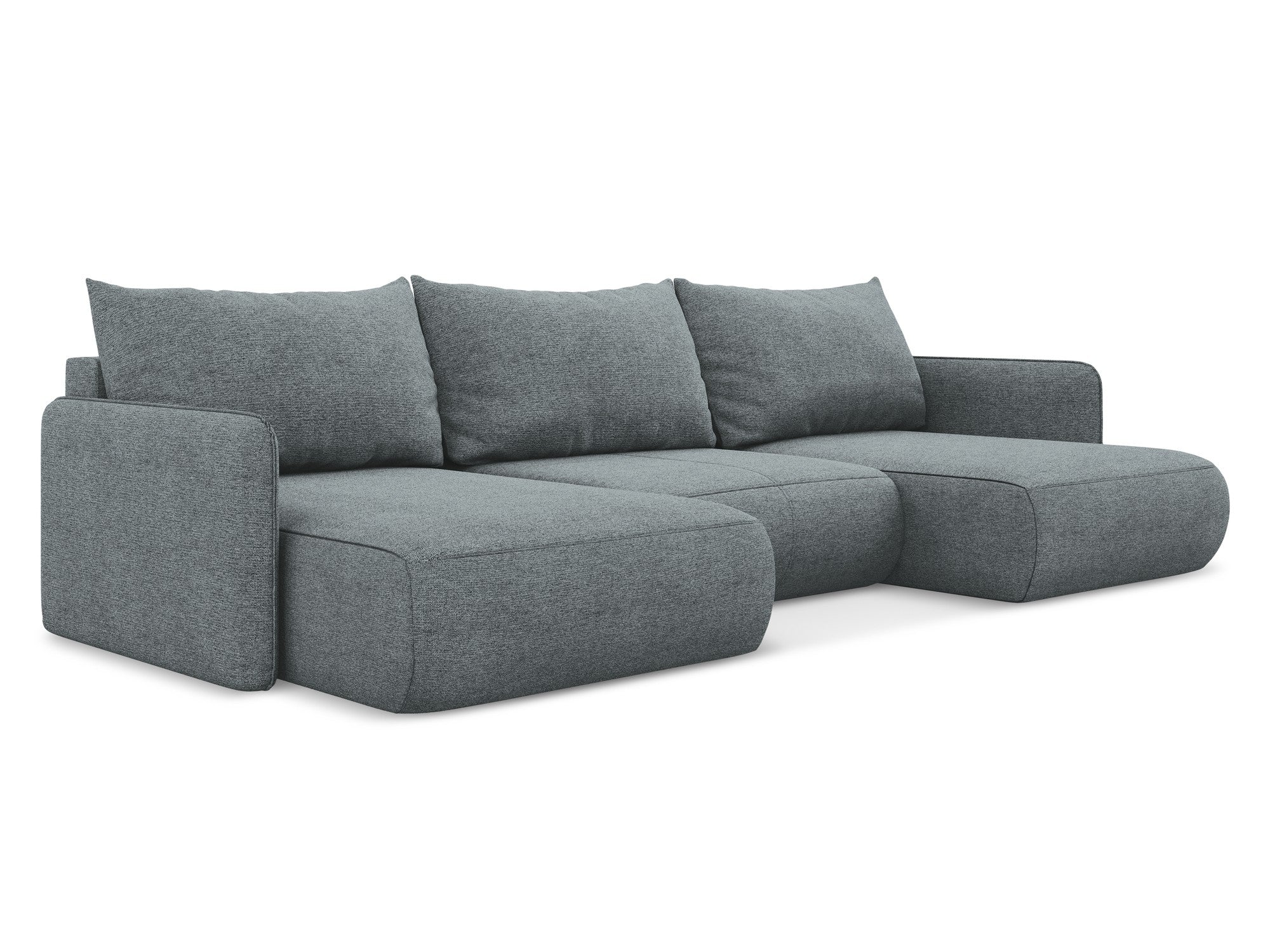 Panoramic Corner Sofa with Sleeping Function NANEA Denim Blue Chenille