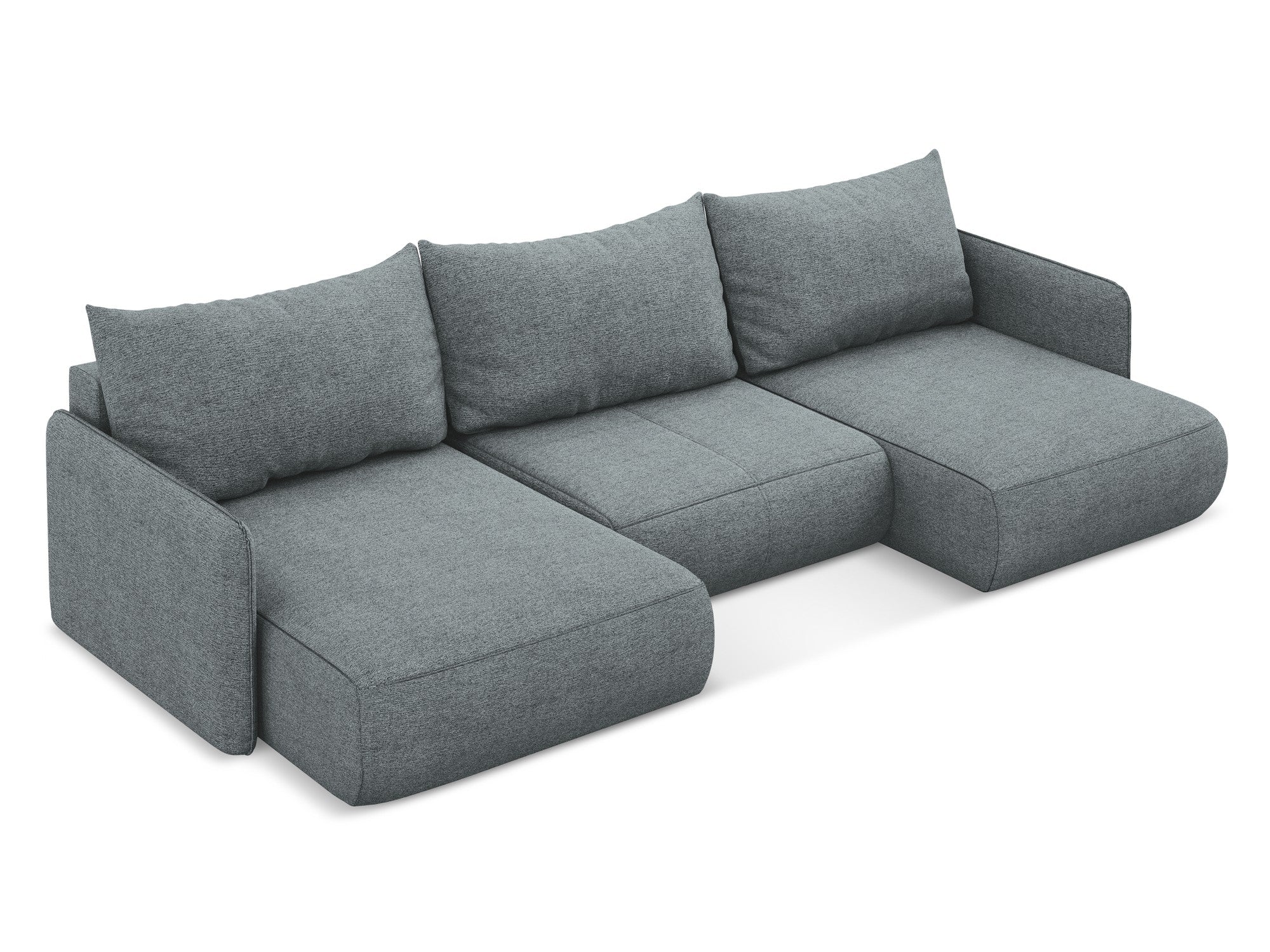 Panoramic Corner Sofa with Sleeping Function NANEA Denim Blue Chenille