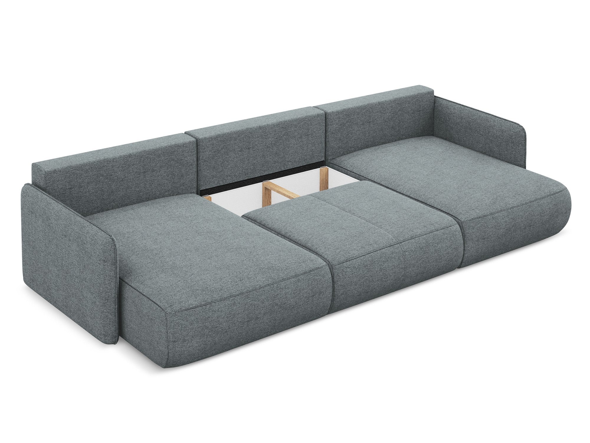 Panoramic Corner Sofa with Sleeping Function NANEA Denim Blue Chenille
