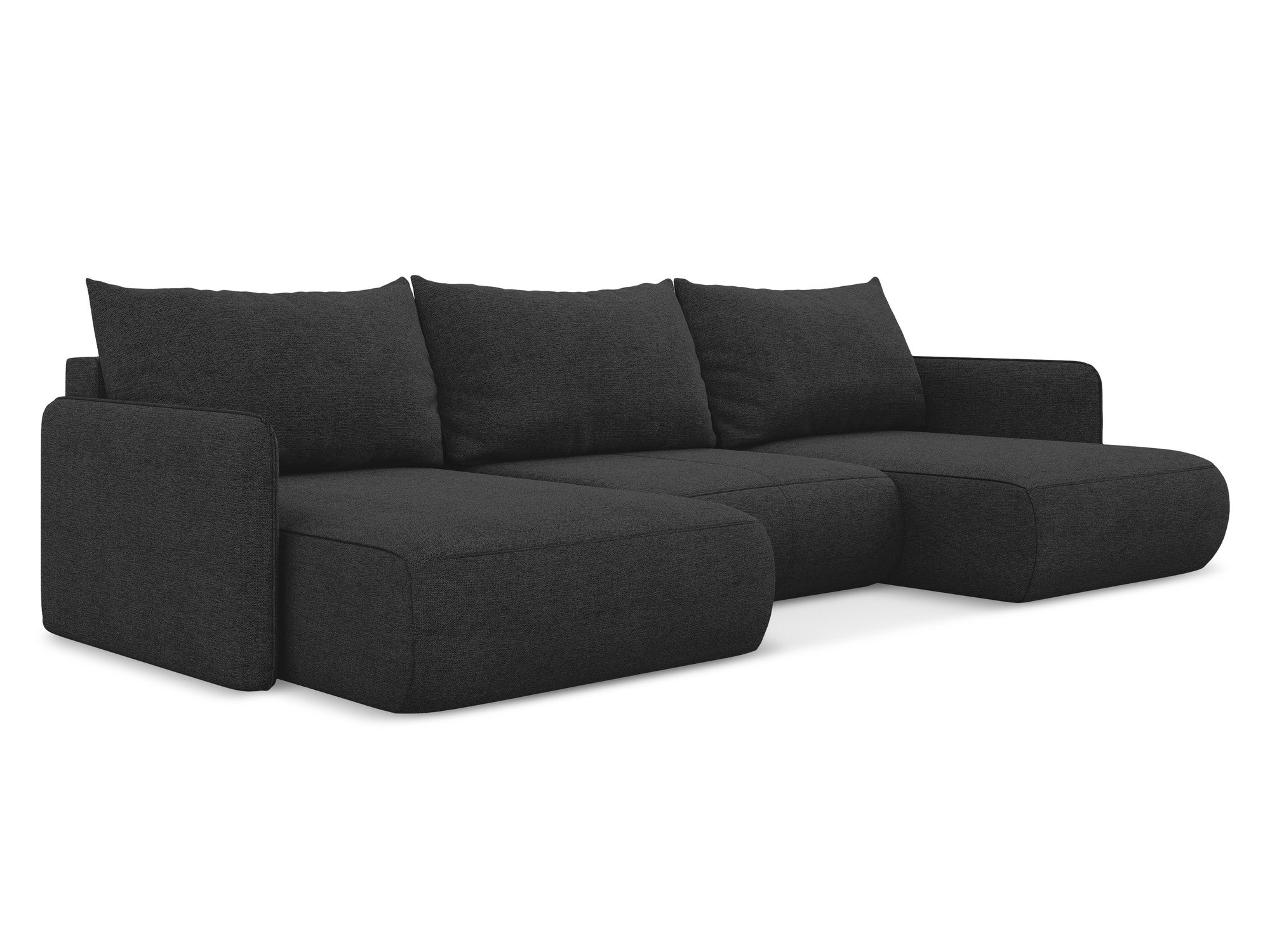 Panoramic Corner Sofa with Sleeping Function NANEA in Anthracite Chenille