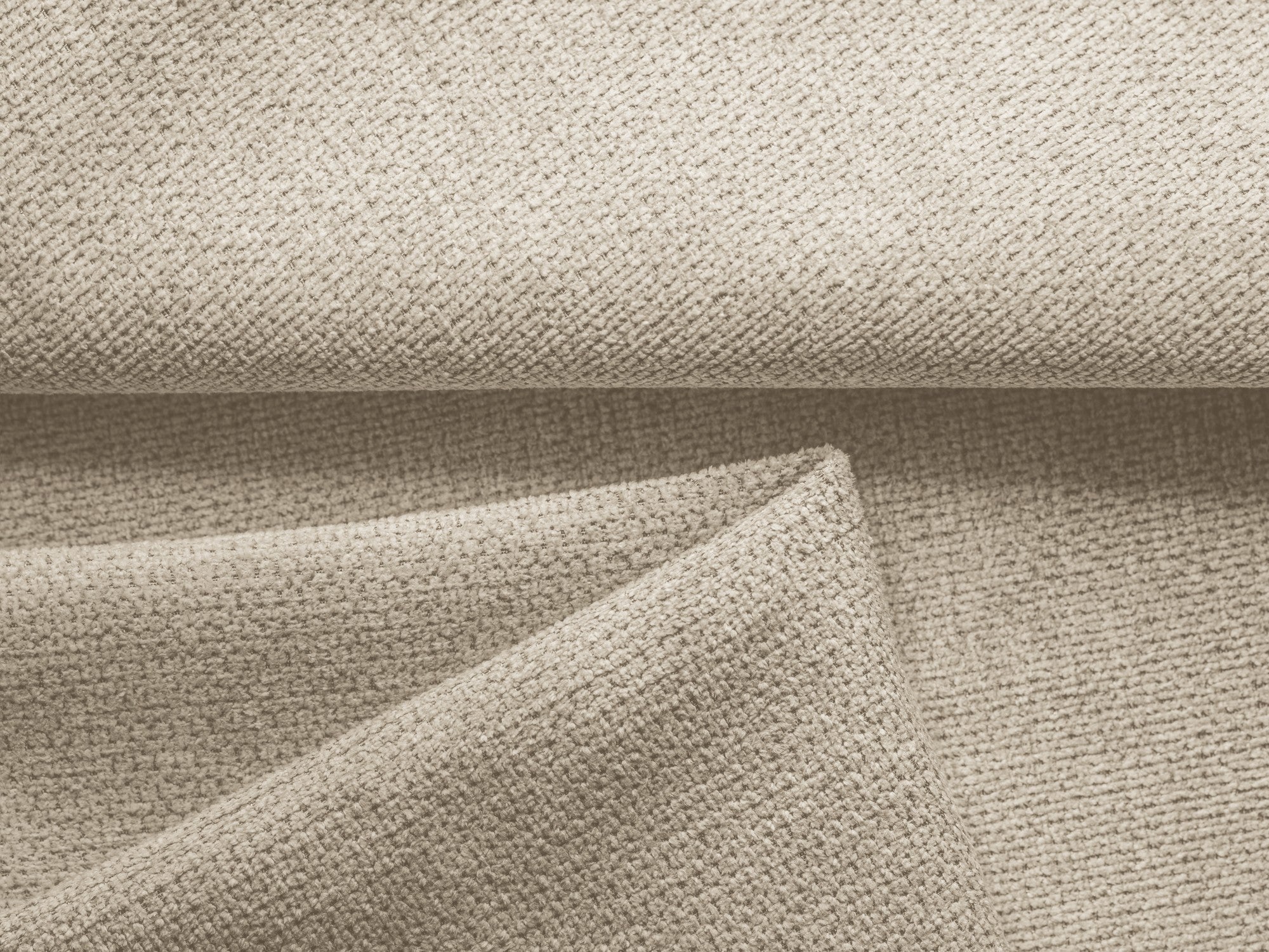 Panoramic corner sofa with sleeping function NANEA dark beige chenille