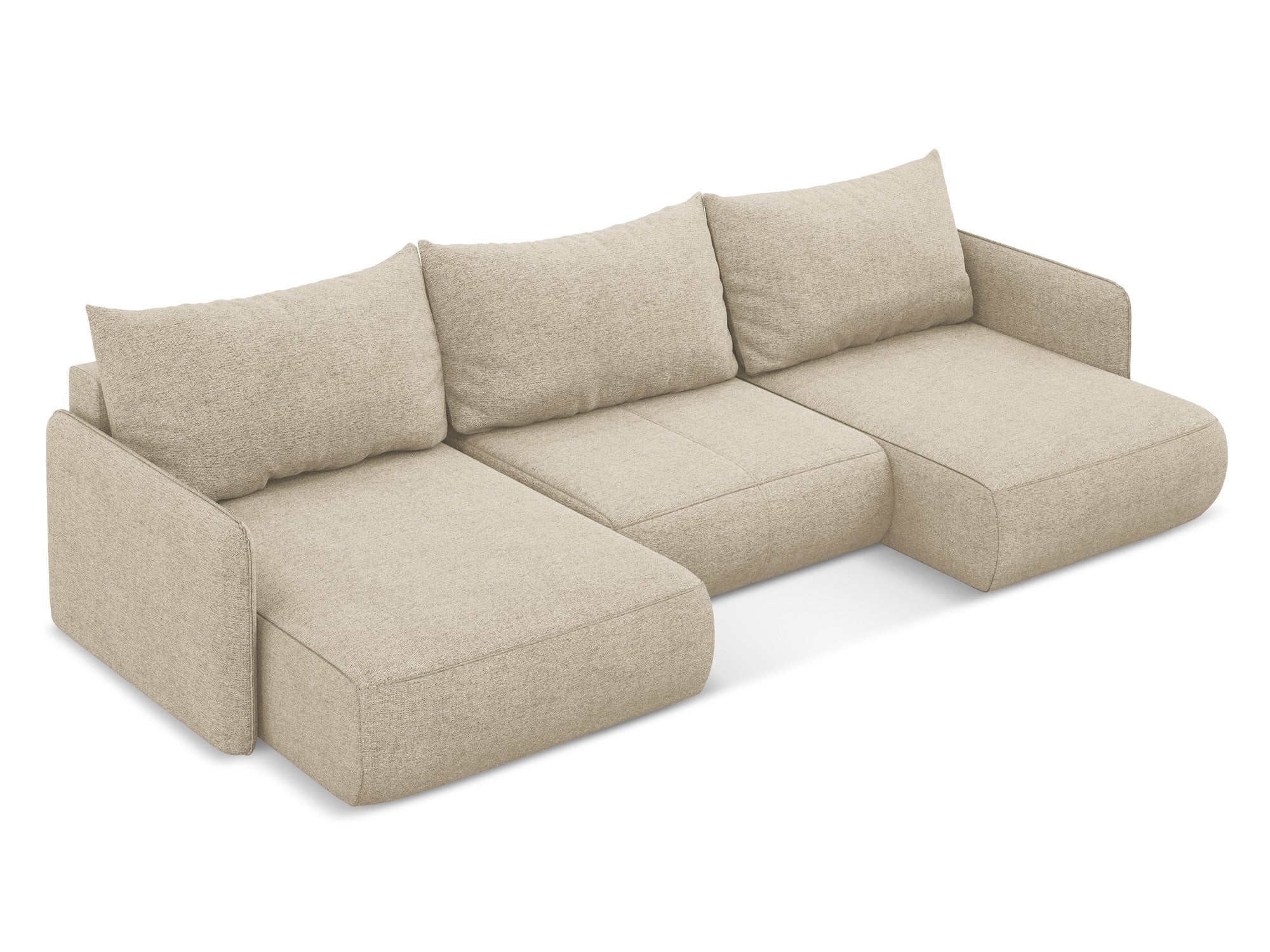 Panoramic corner sofa with sleeping function NANEA dark beige chenille