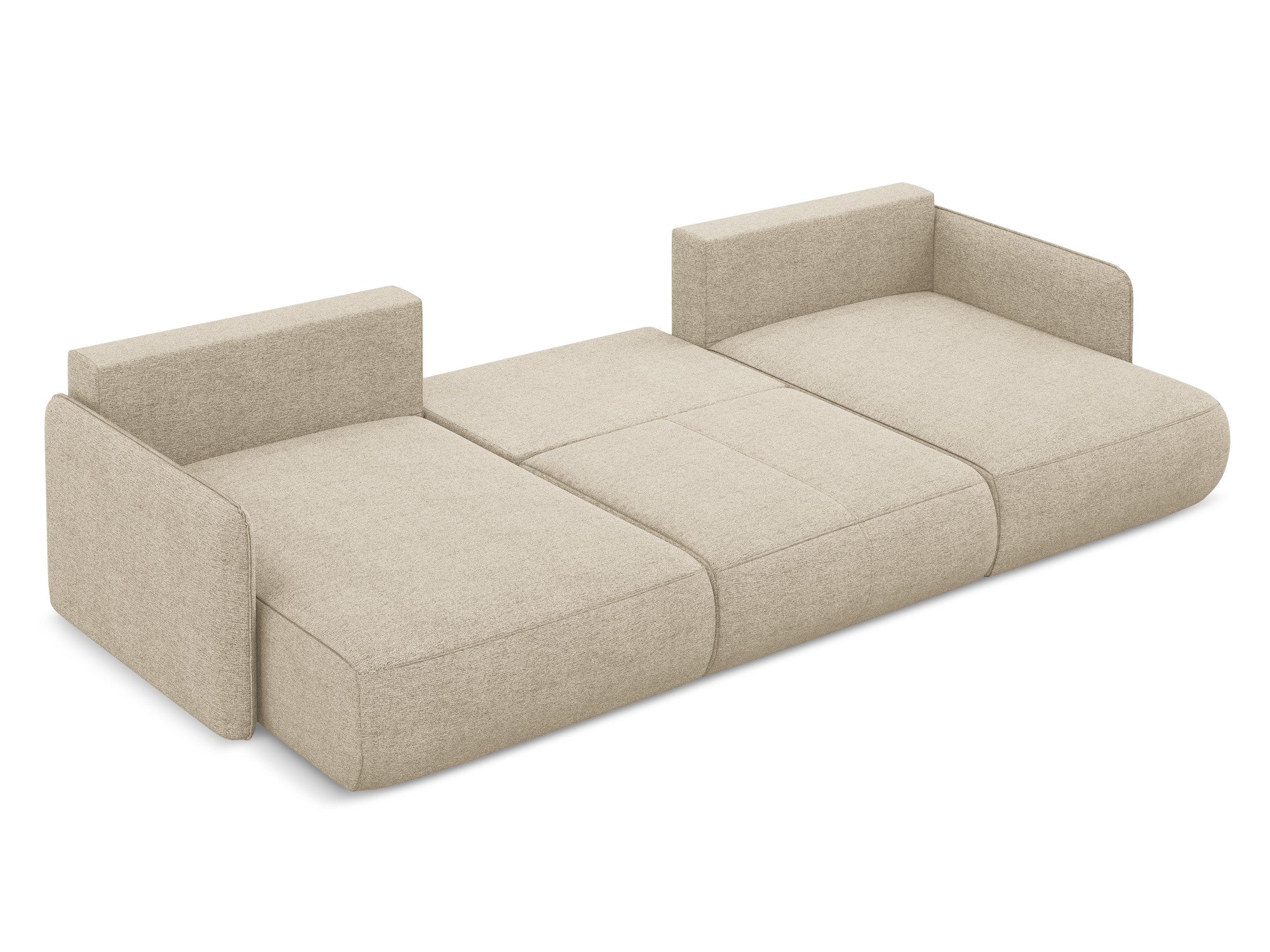 Panoramic corner sofa with sleeping function NANEA dark beige chenille