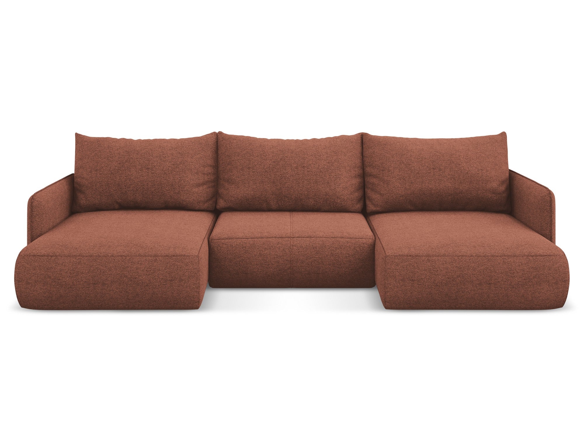 Panoramic corner sofa with sleeping function NANEA in muted pink chenille