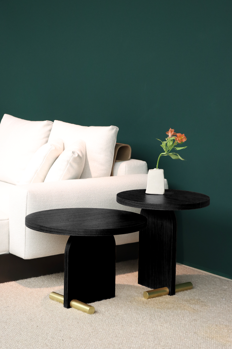 NOVA coffee table black ash veneer with brass finish