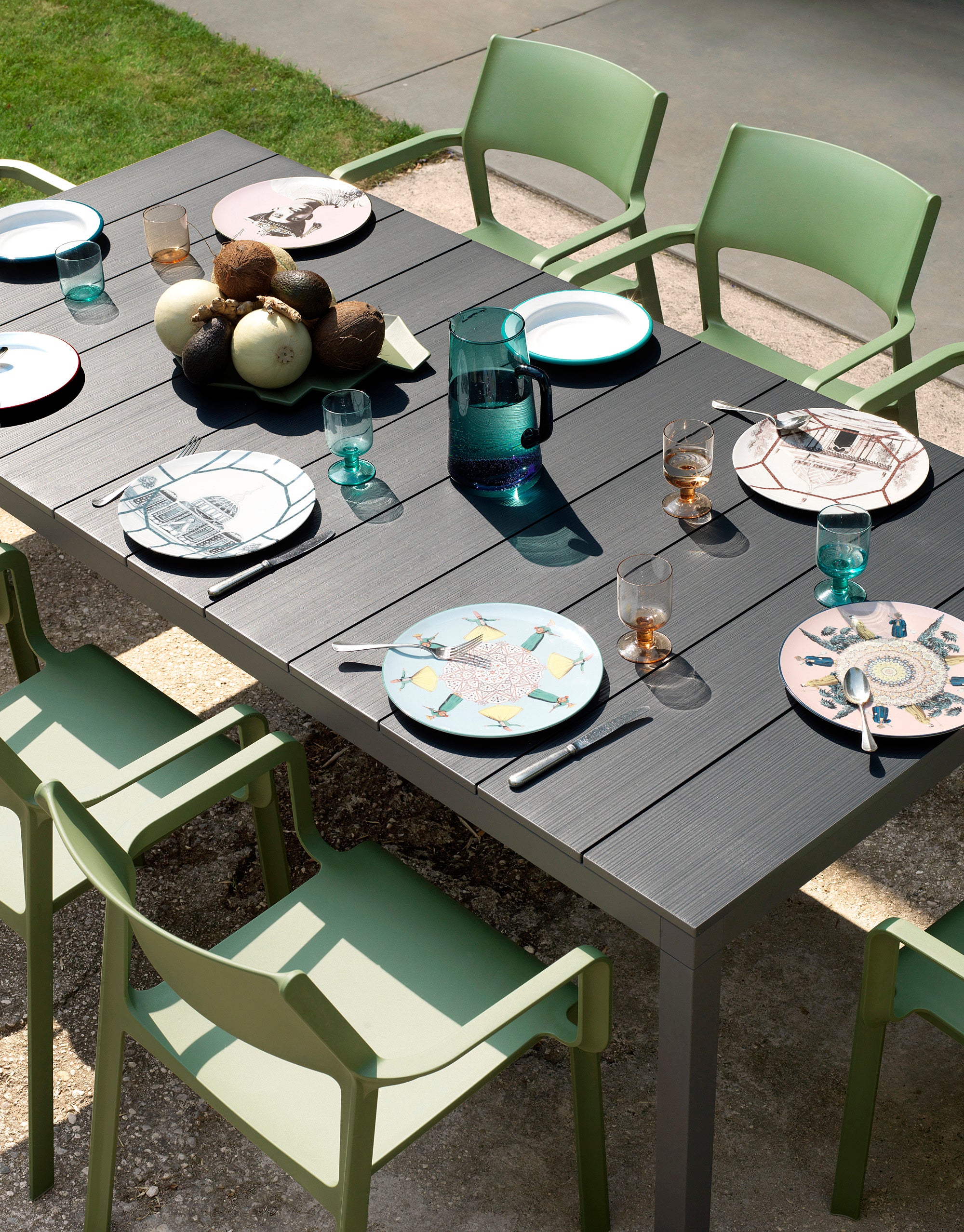 Outdoor chair with armrests TRILL taupe