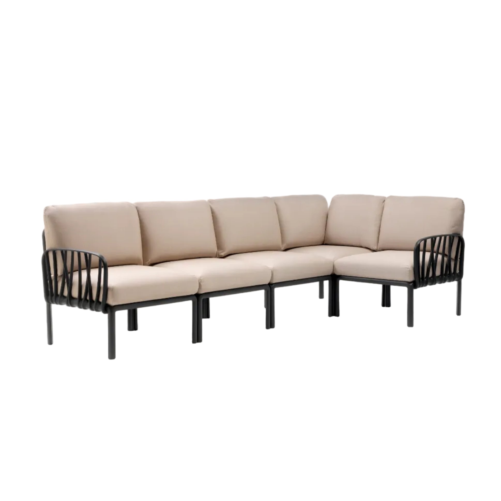 Modular Outdoor Corner Sofa KOMODO 5 Beige Sunbrella® with Anthracite Base