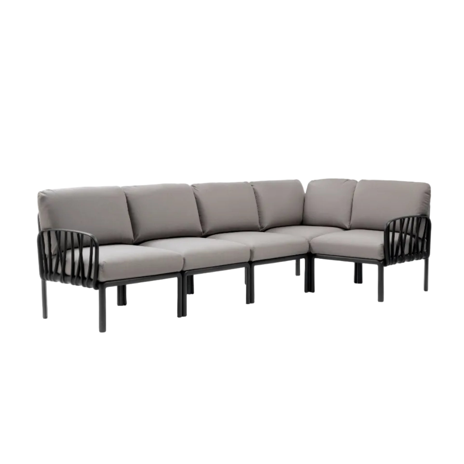 Modular Outdoor Corner Sofa KOMODO 5 Gray with Anthracite Base