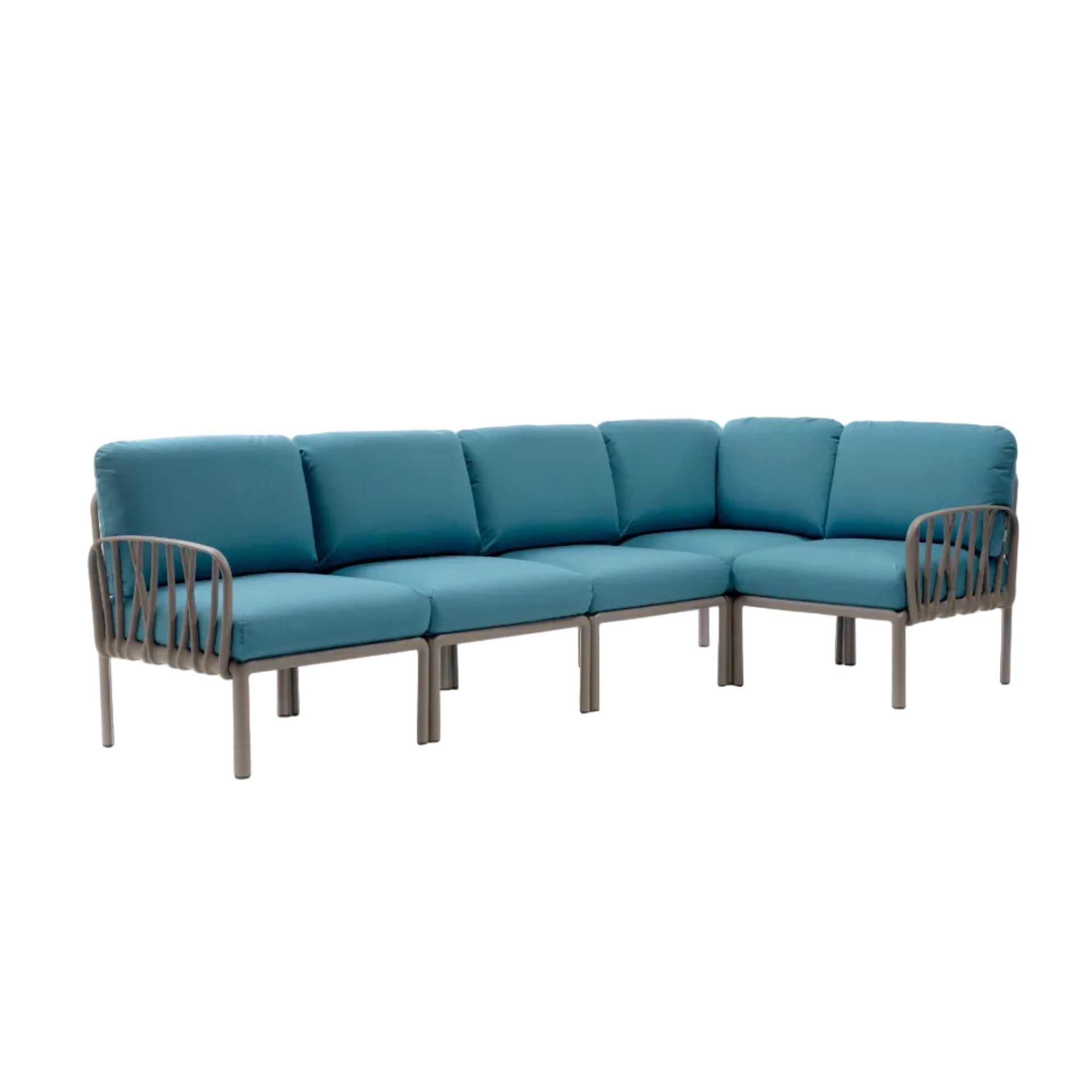 Modular Outdoor Corner Sofa KOMODO 5 Blue Sunbrella® with Taupe Base