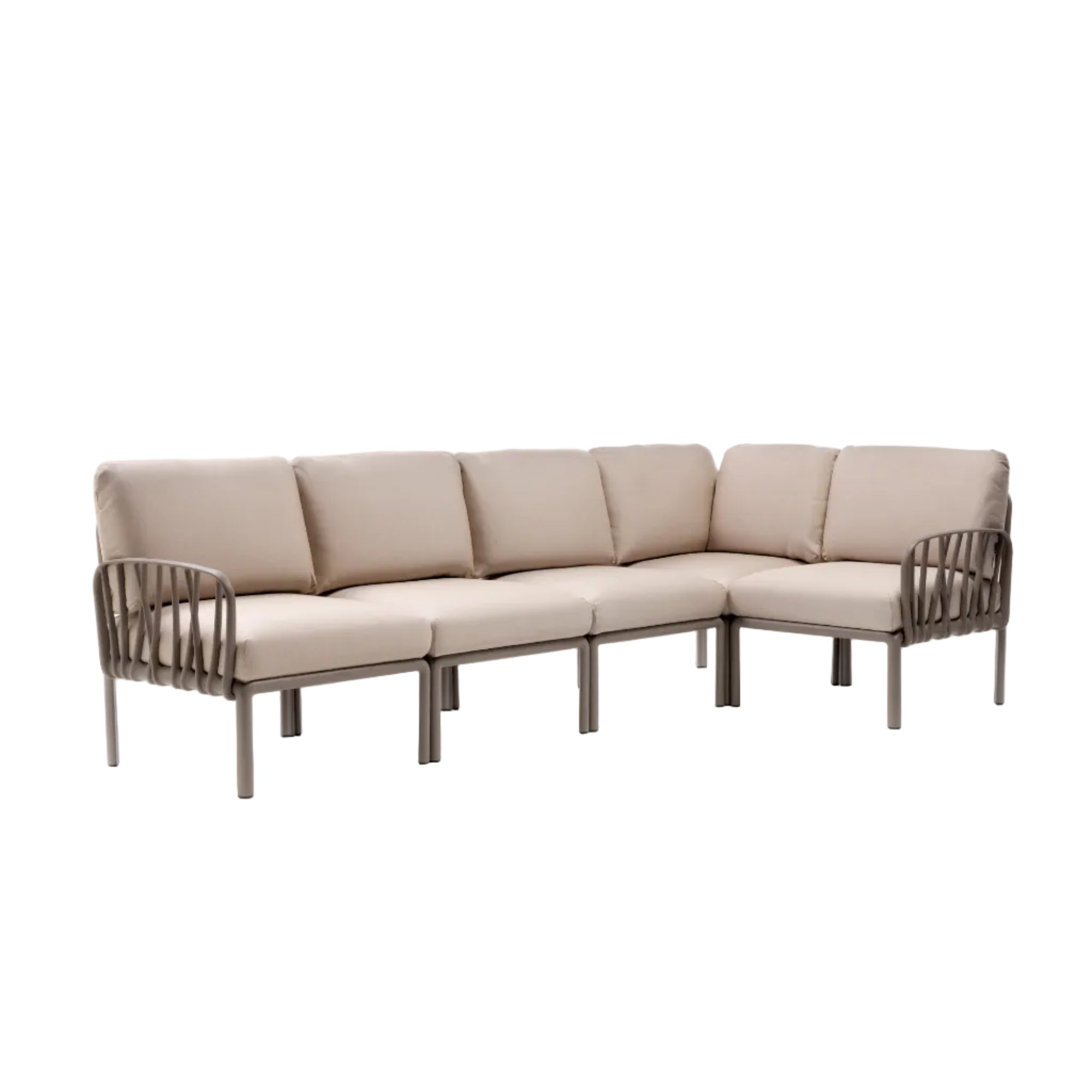 Modular Outdoor Corner Sofa KOMODO 5 Beige Sunbrella® with Taupe Base