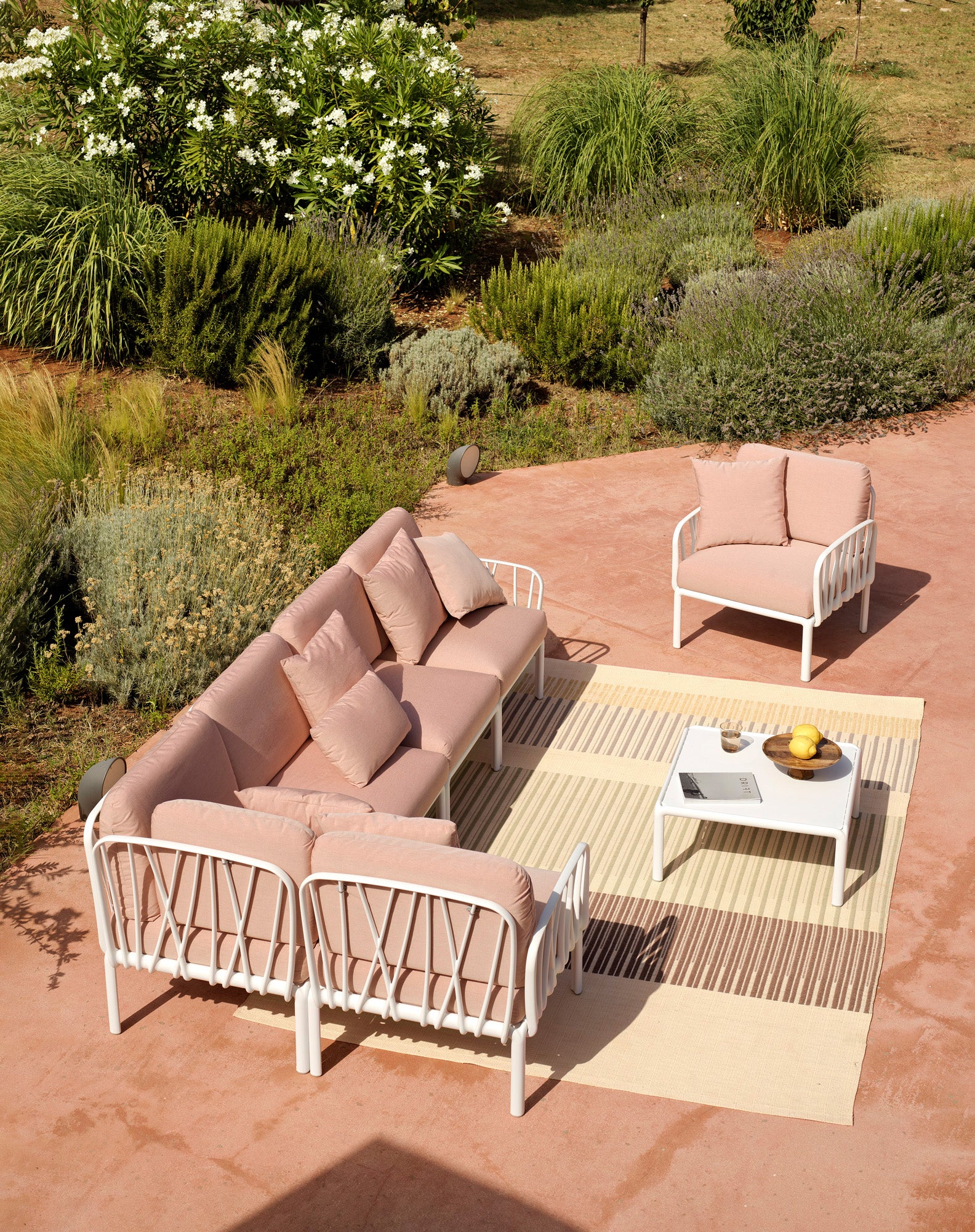 Modular Outdoor Corner Sofa KOMODO 5 – TECH PANAMA Beige with Taupe Base