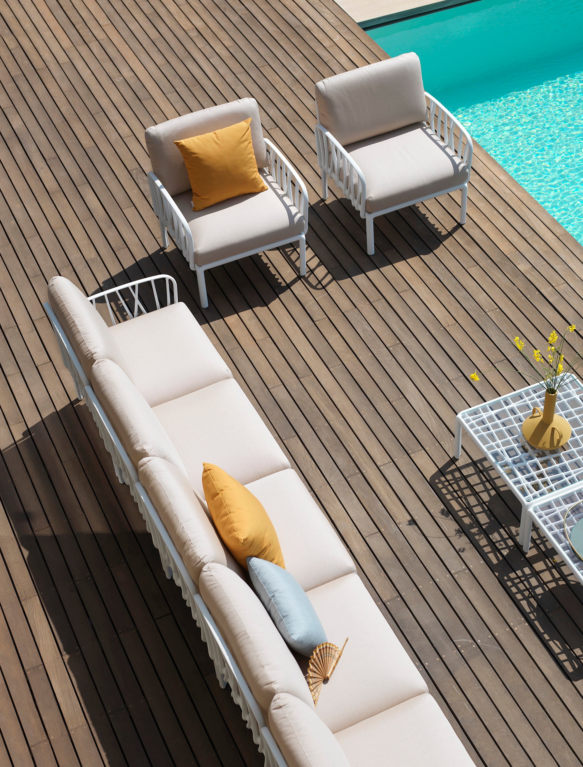 Outdoor Armchair KOMODO – TECH PANAMA beige with green agave base