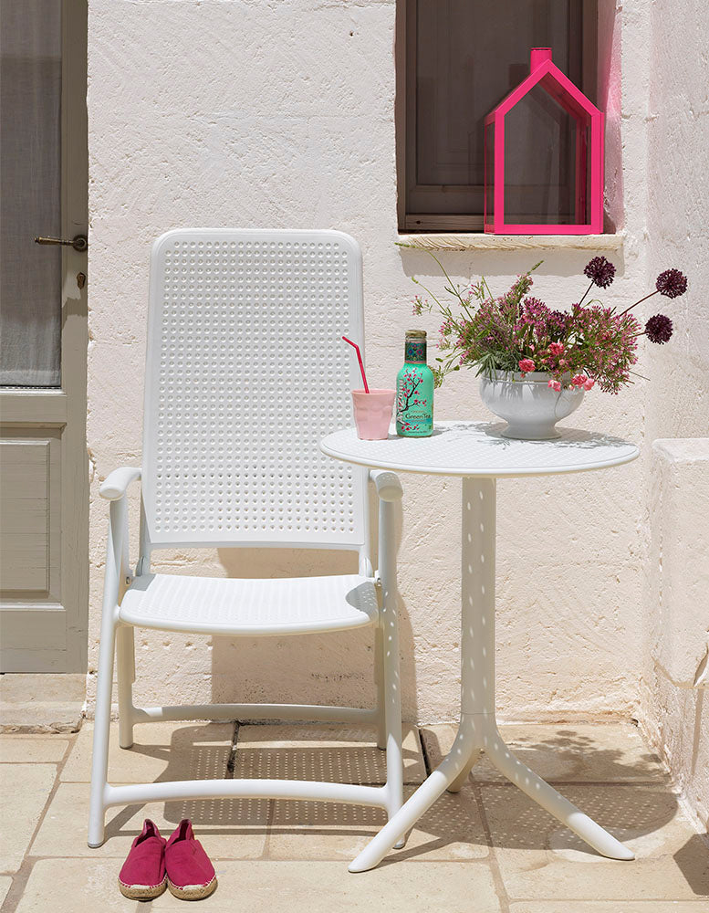 Round outdoor table with height adjustment STEP taupe