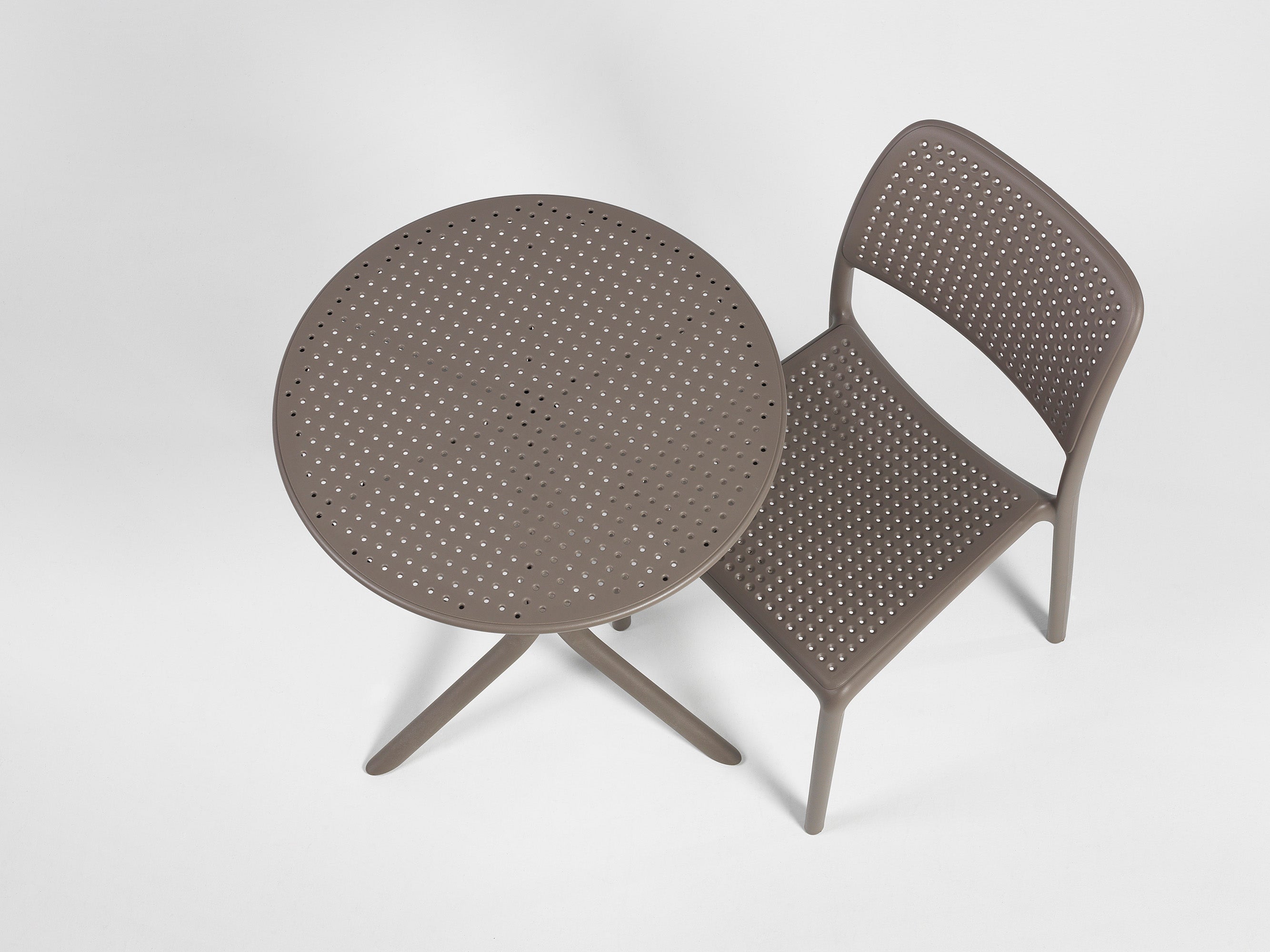 Round outdoor table with height adjustment STEP taupe