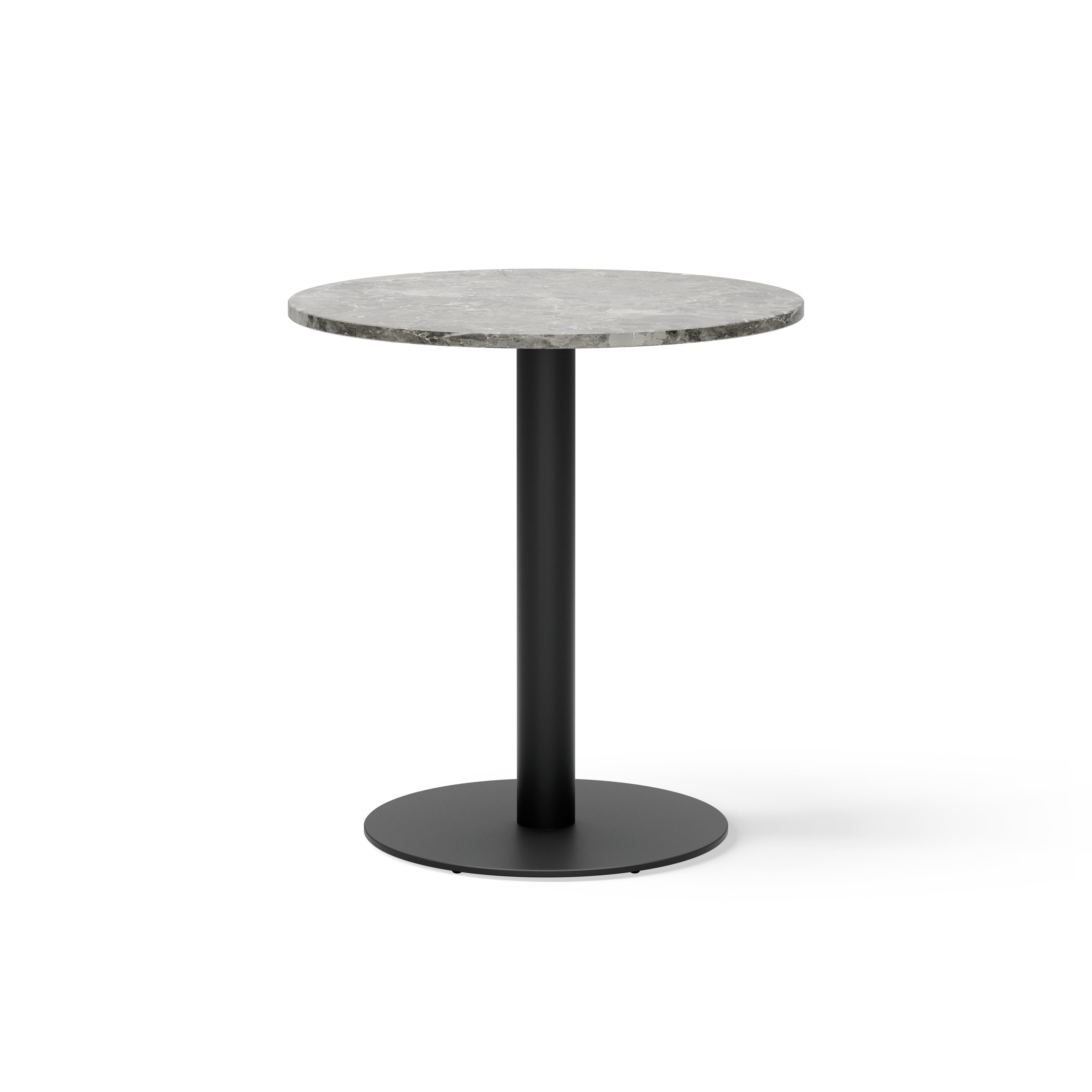 Round Bar Table FLORENCE Gray Marble with Black Base