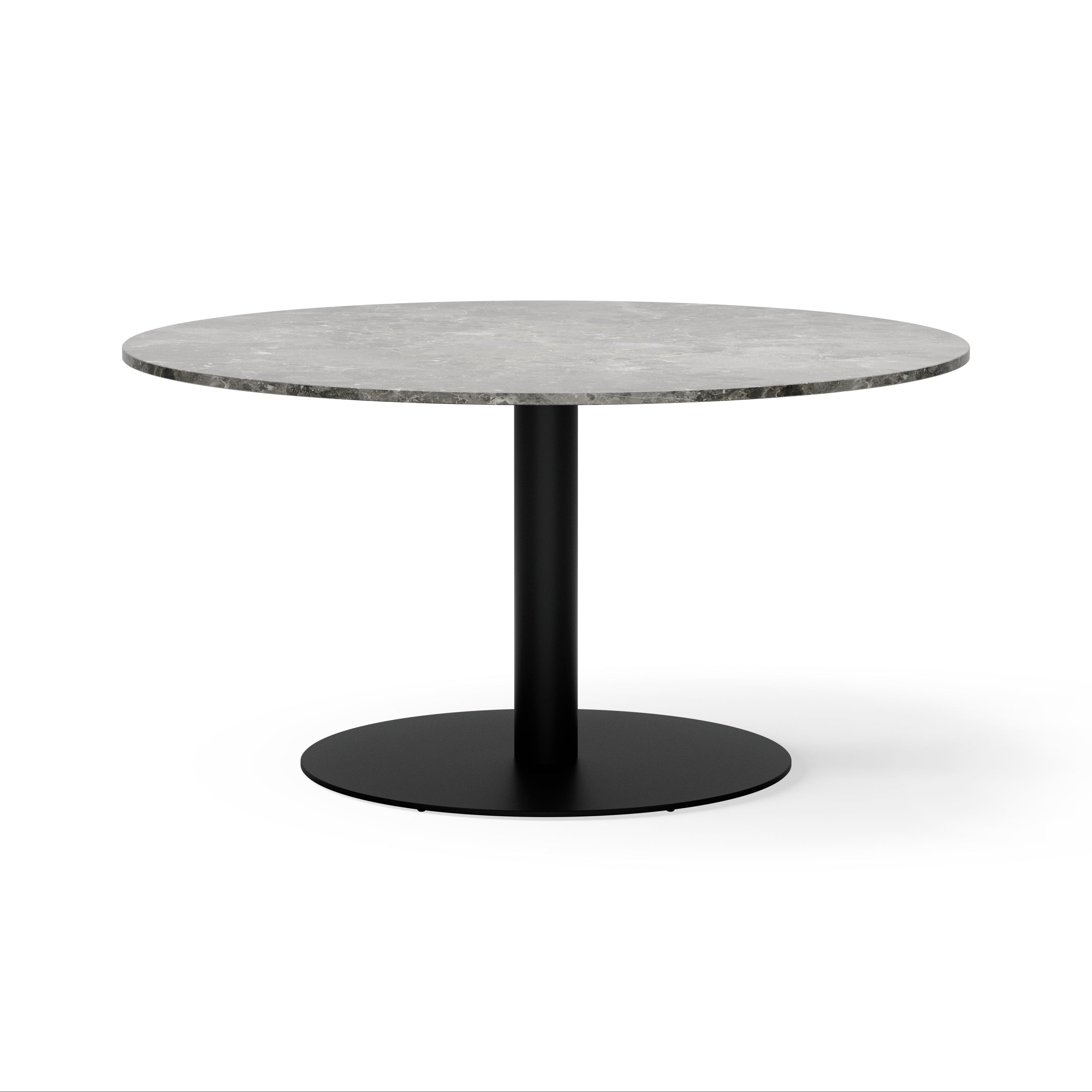 Round Bar Table FLORENCE Gray Marble with Black Base