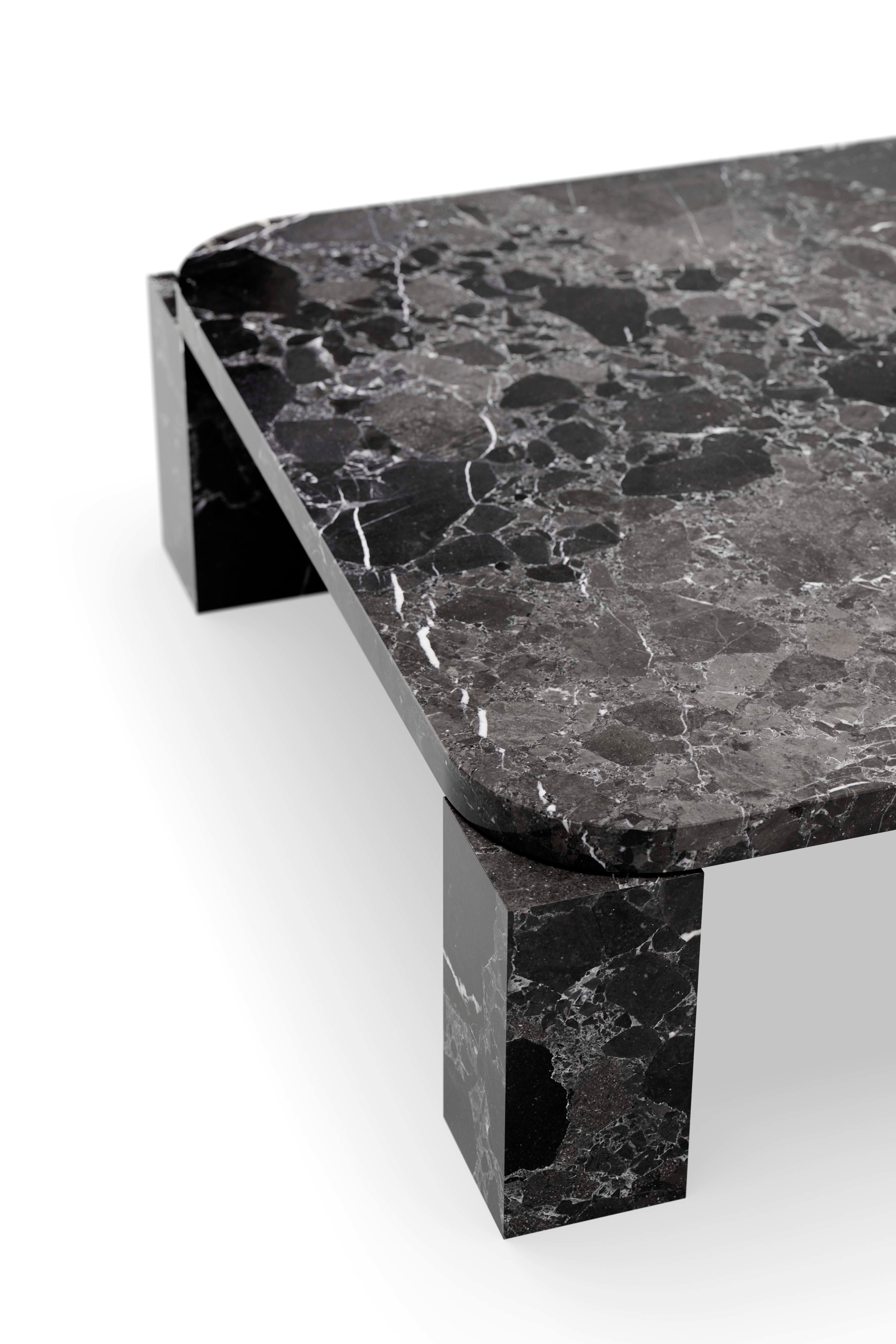 Coffee table Atlas black travertine