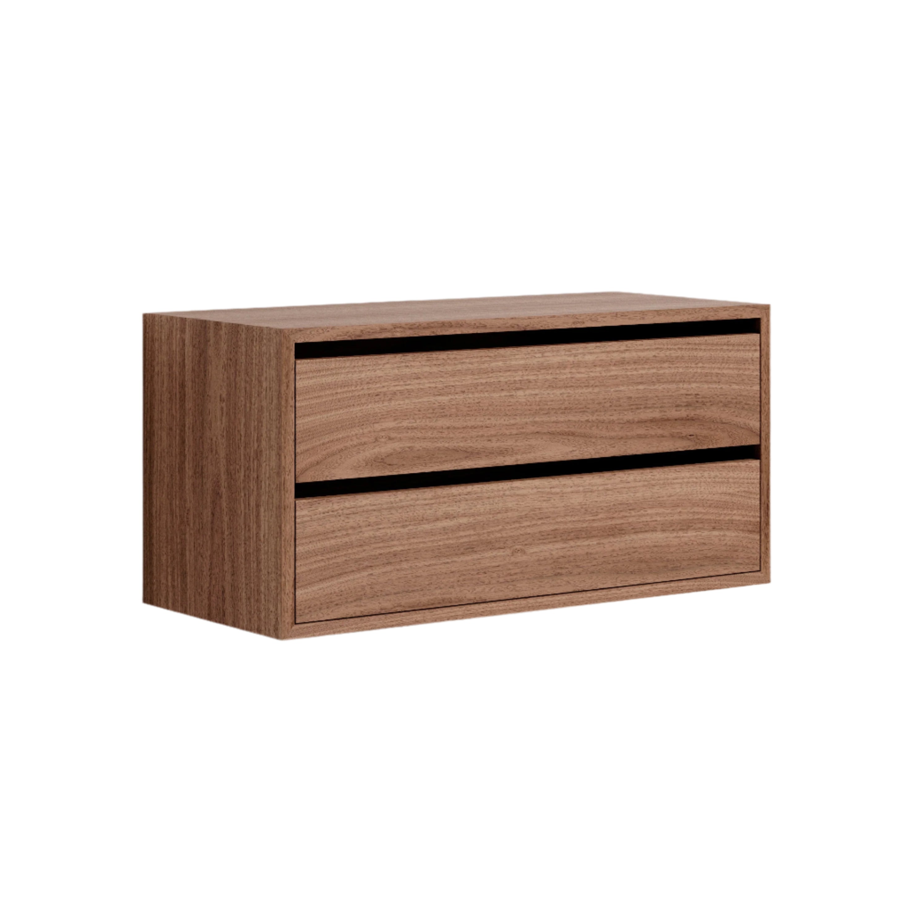Hanging cabinet with New Works Nut Veneer drawers
