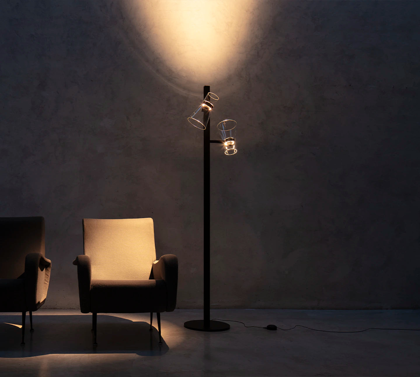 NOCTURNE F2 CONE Two-Point Floor Lamp in Silver