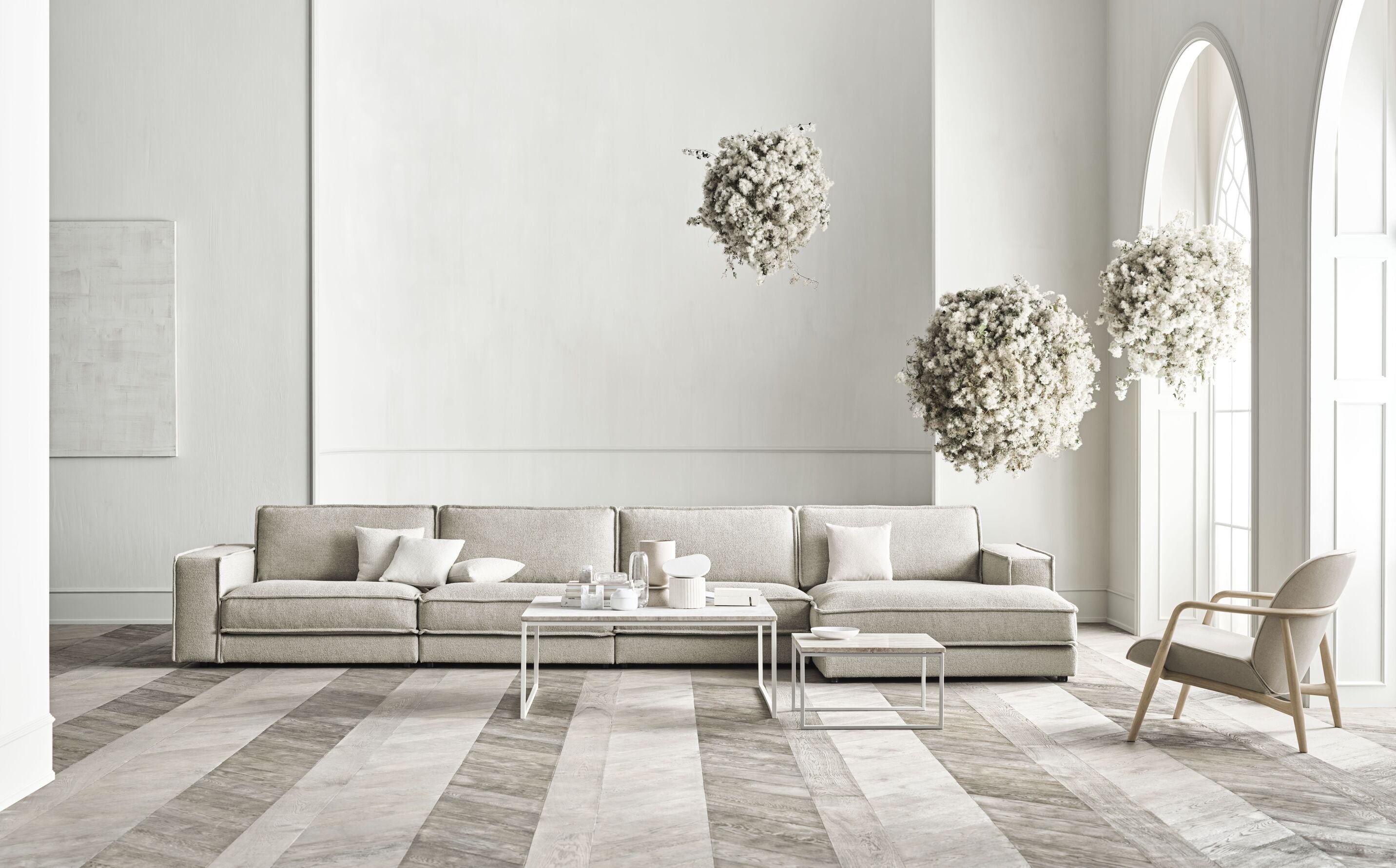 Noora Modulare Sofa - rechts den Handantenhandel mit einer dunklen Basis
