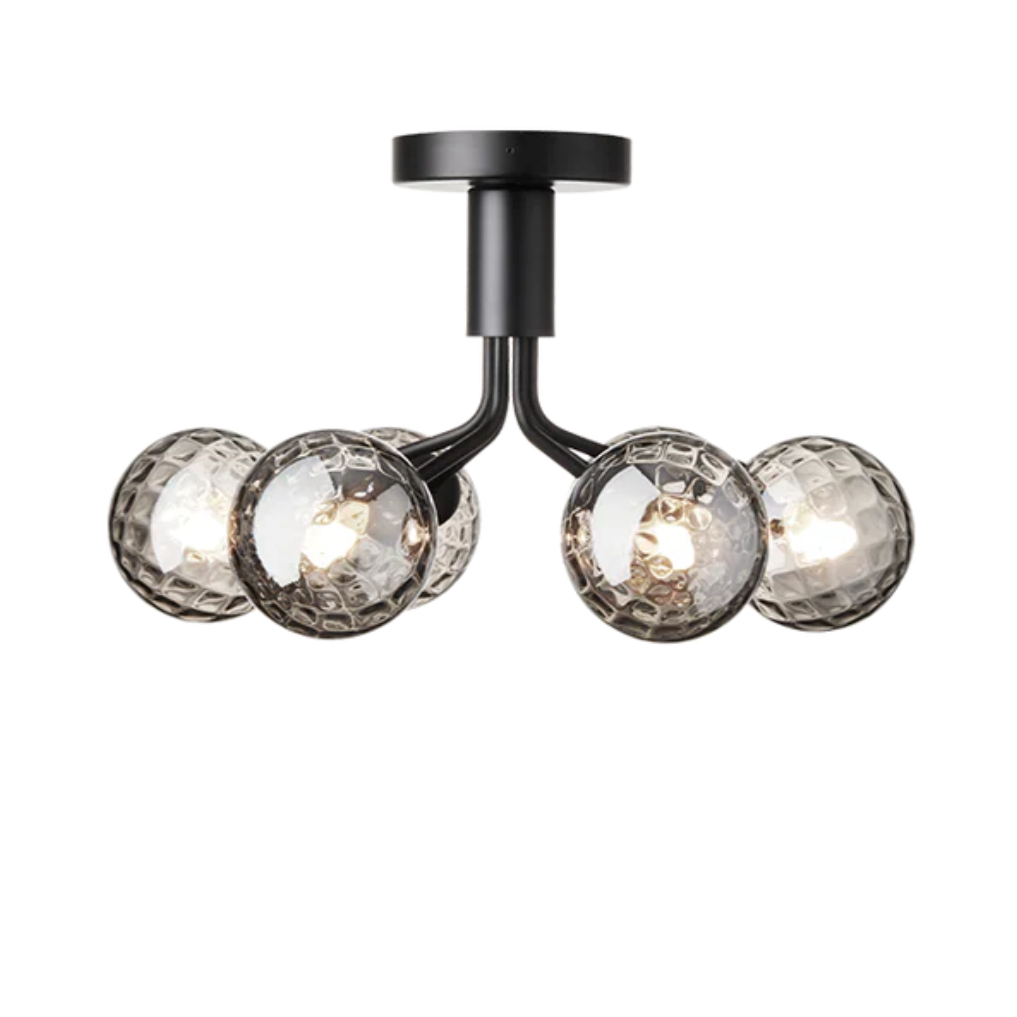 APIALES 6 Black Ceiling Lamp with Black Glass