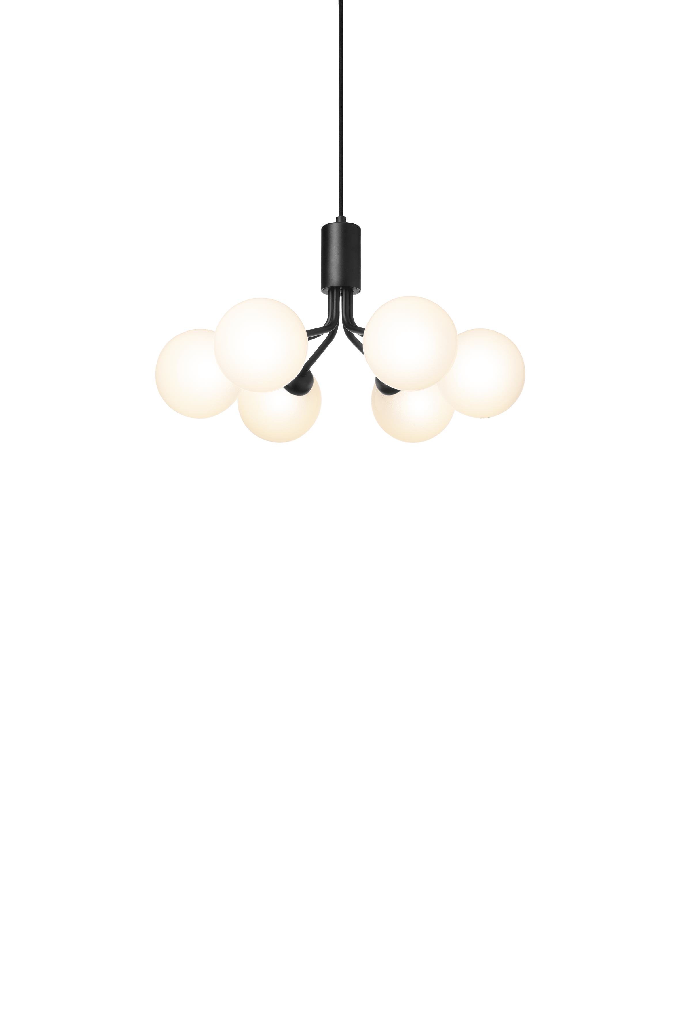 APIALES 6 Black Pendant Lamp with Opal Glass