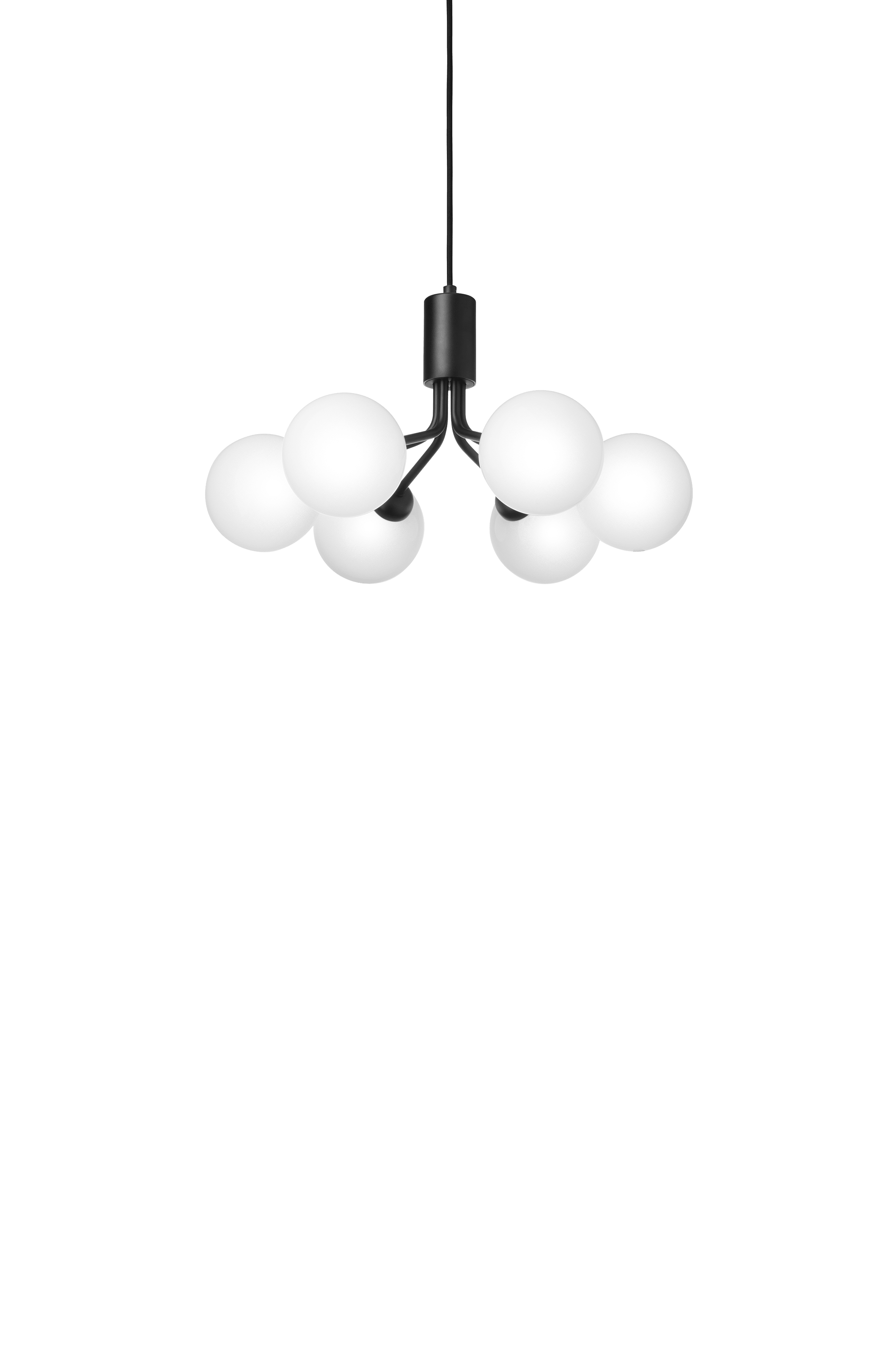 APIALES 6 Black Pendant Lamp with Opal Glass