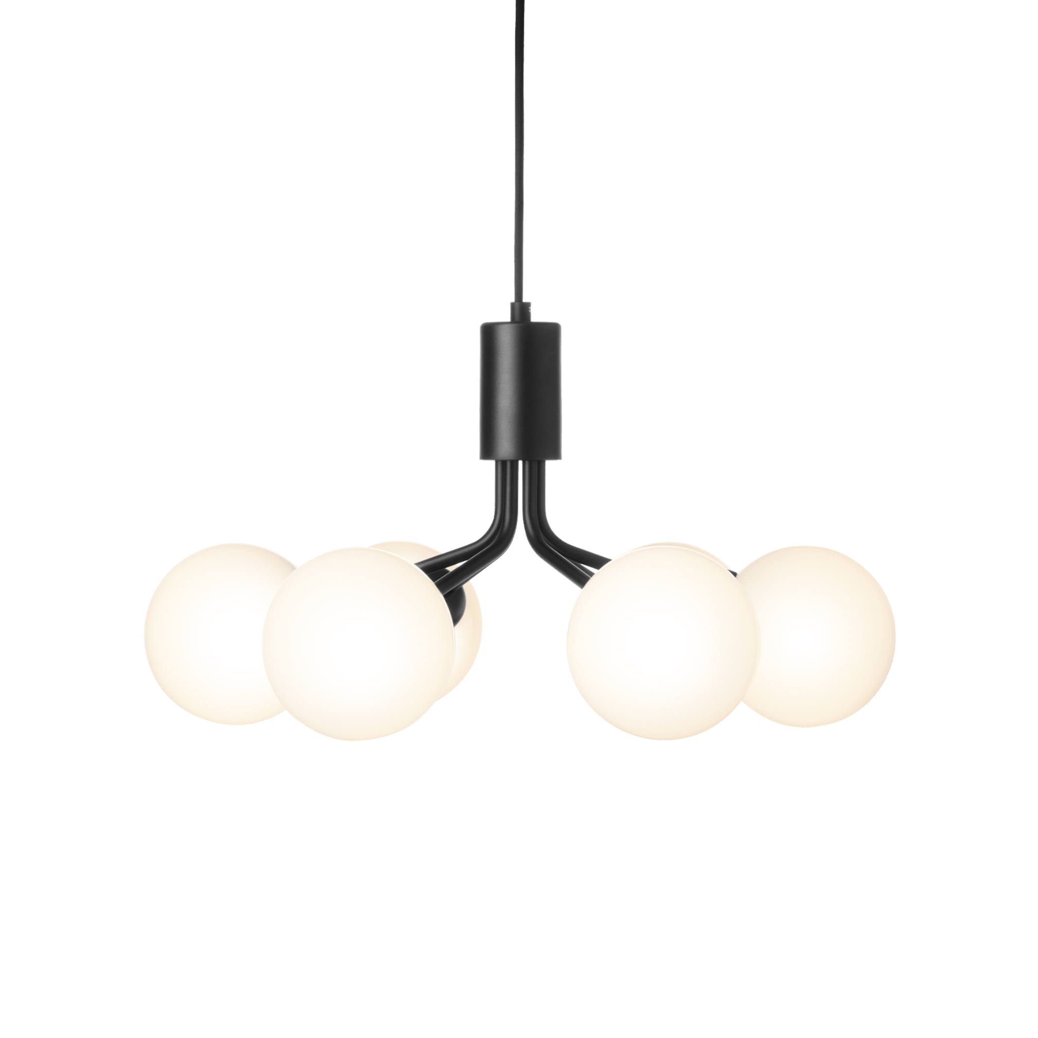APIALES 6 Black Pendant Lamp with Opal Glass