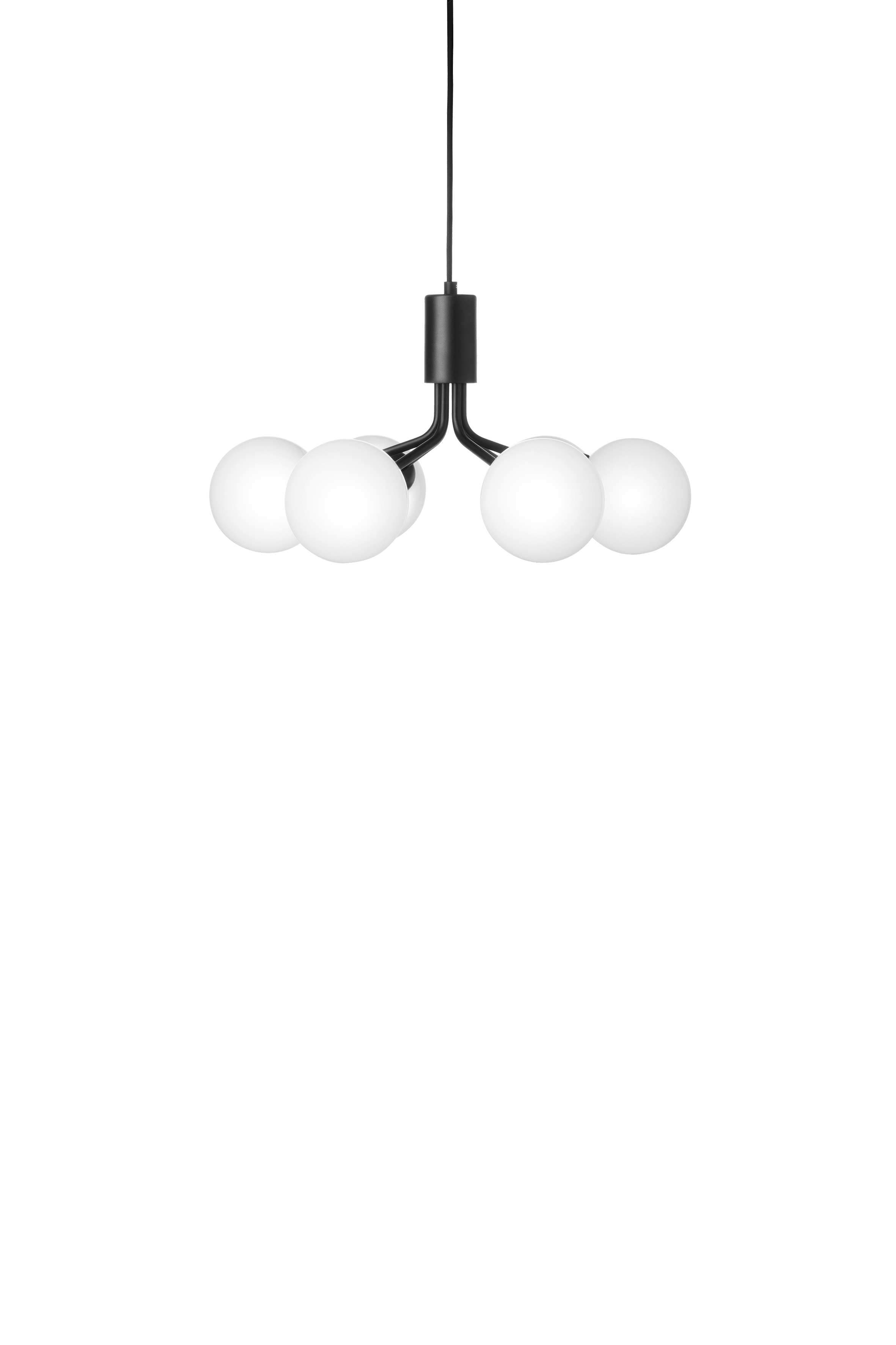 APIALES 6 Black Pendant Lamp with Opal Glass