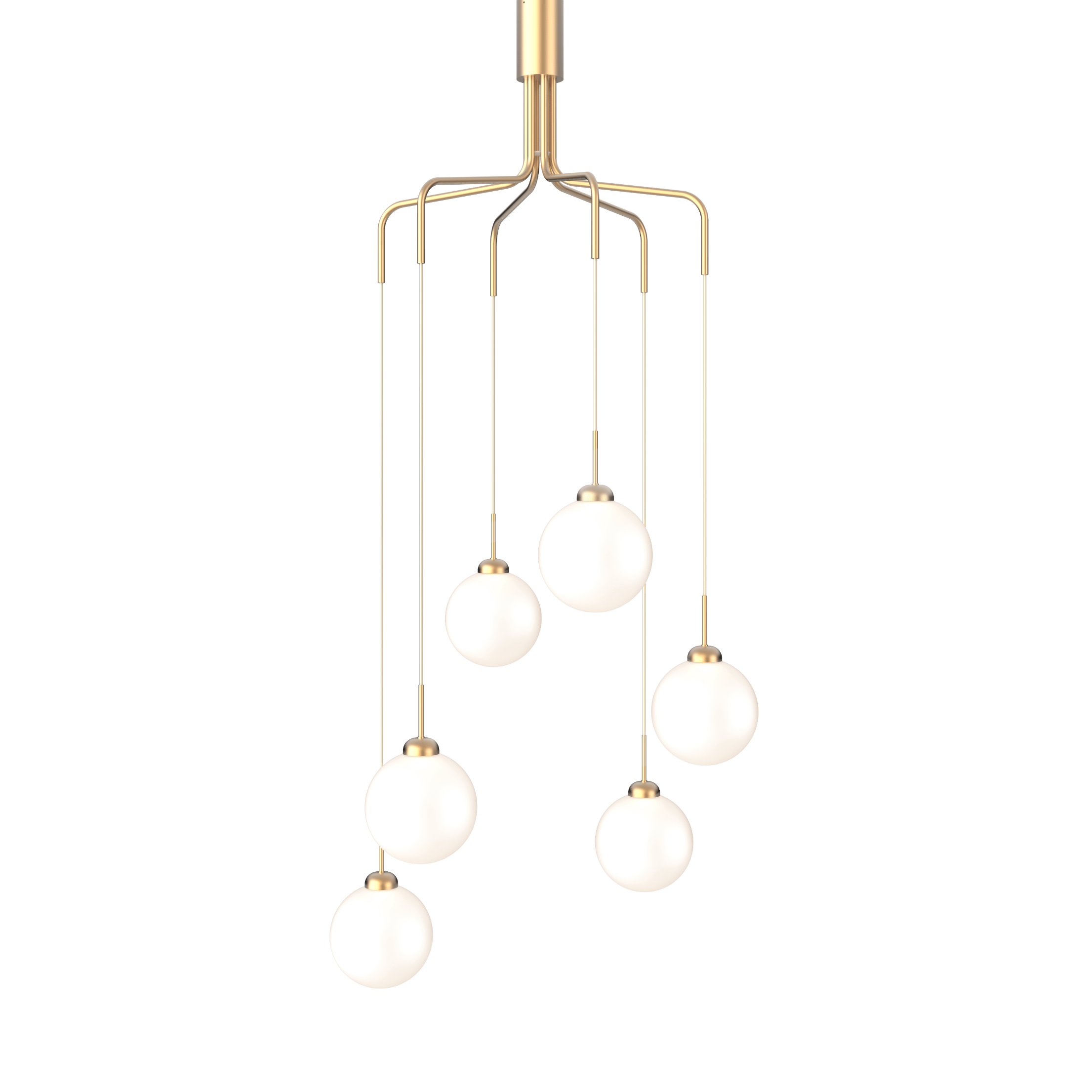 APIALES CLUSTER 6 Pendant Lamp in Brass with Opal Glass