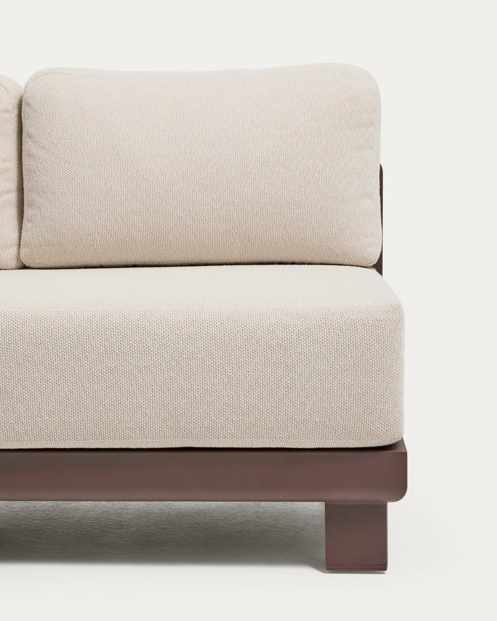 NERANO Light Beige 3-Seater Garden Sofa with Brown Base
