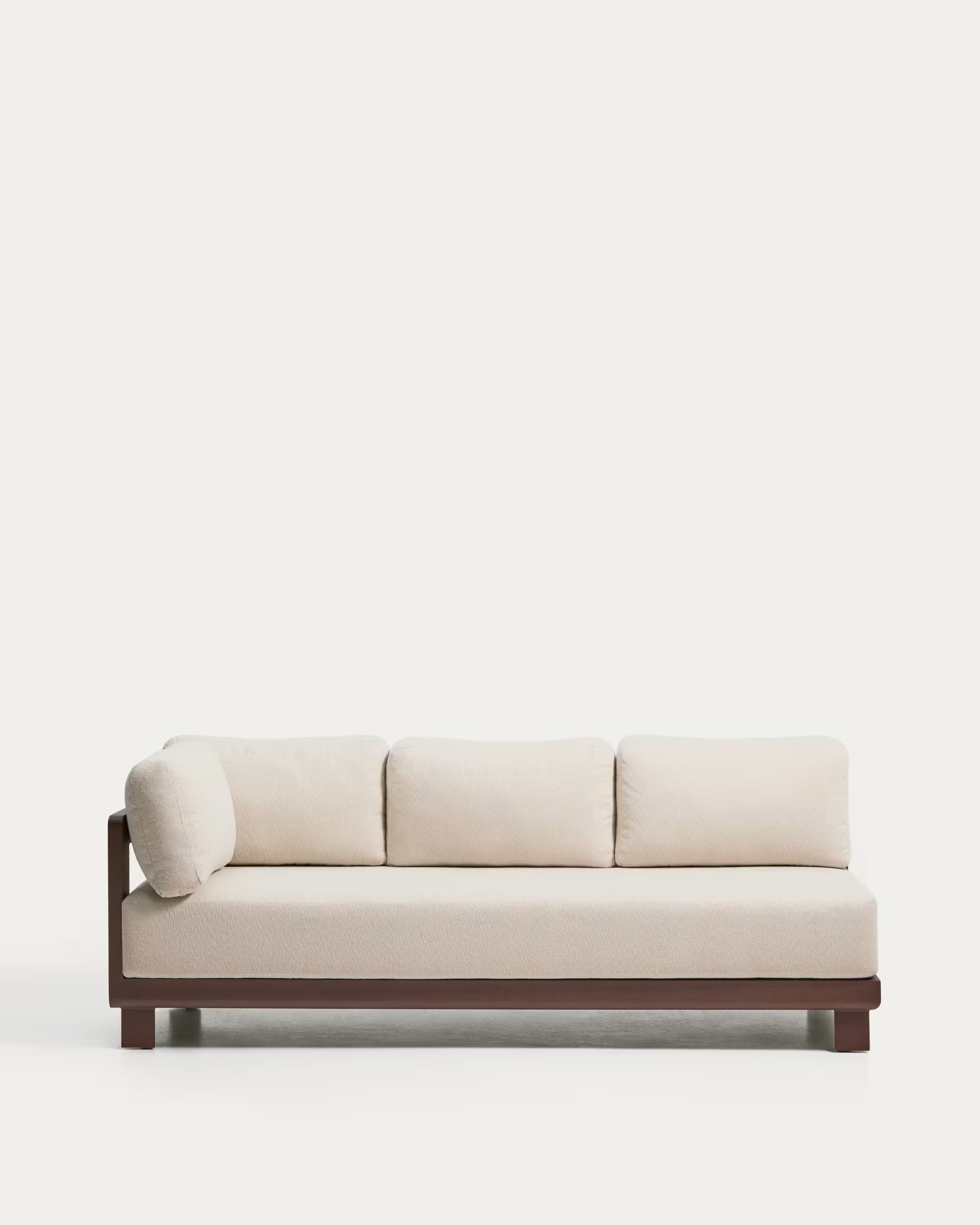 NERANO Light Beige 3-Seater Garden Sofa with Brown Base
