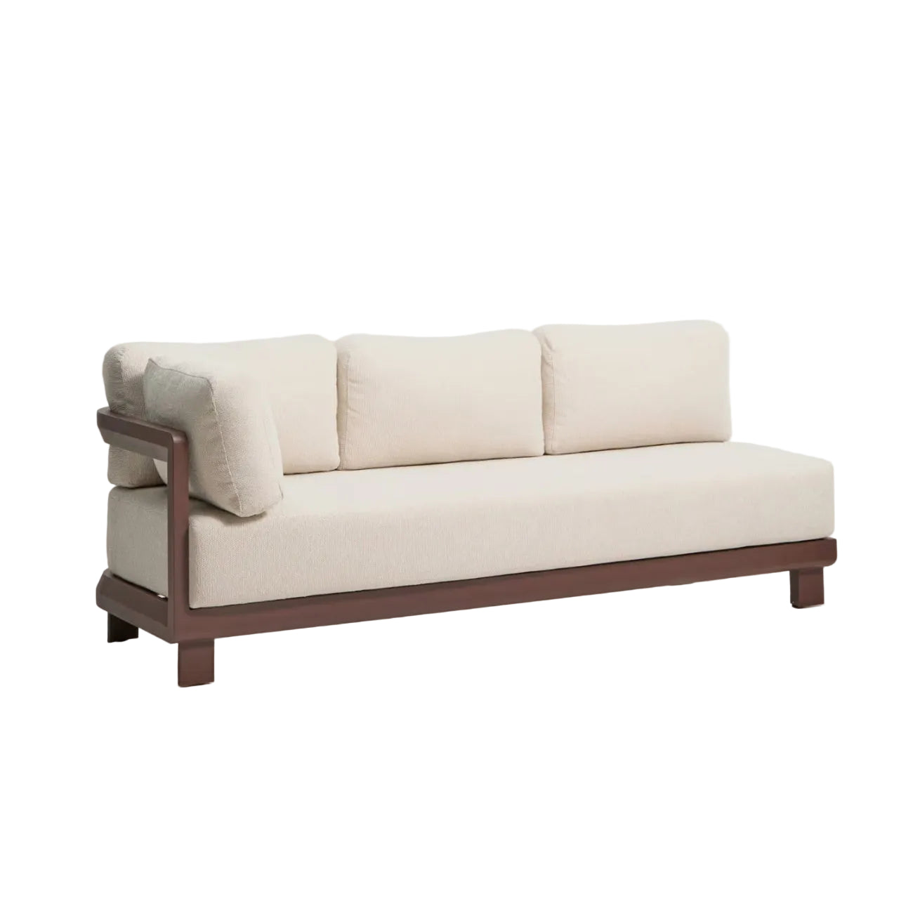 NERANO Light Beige 3-Seater Garden Sofa with Brown Base