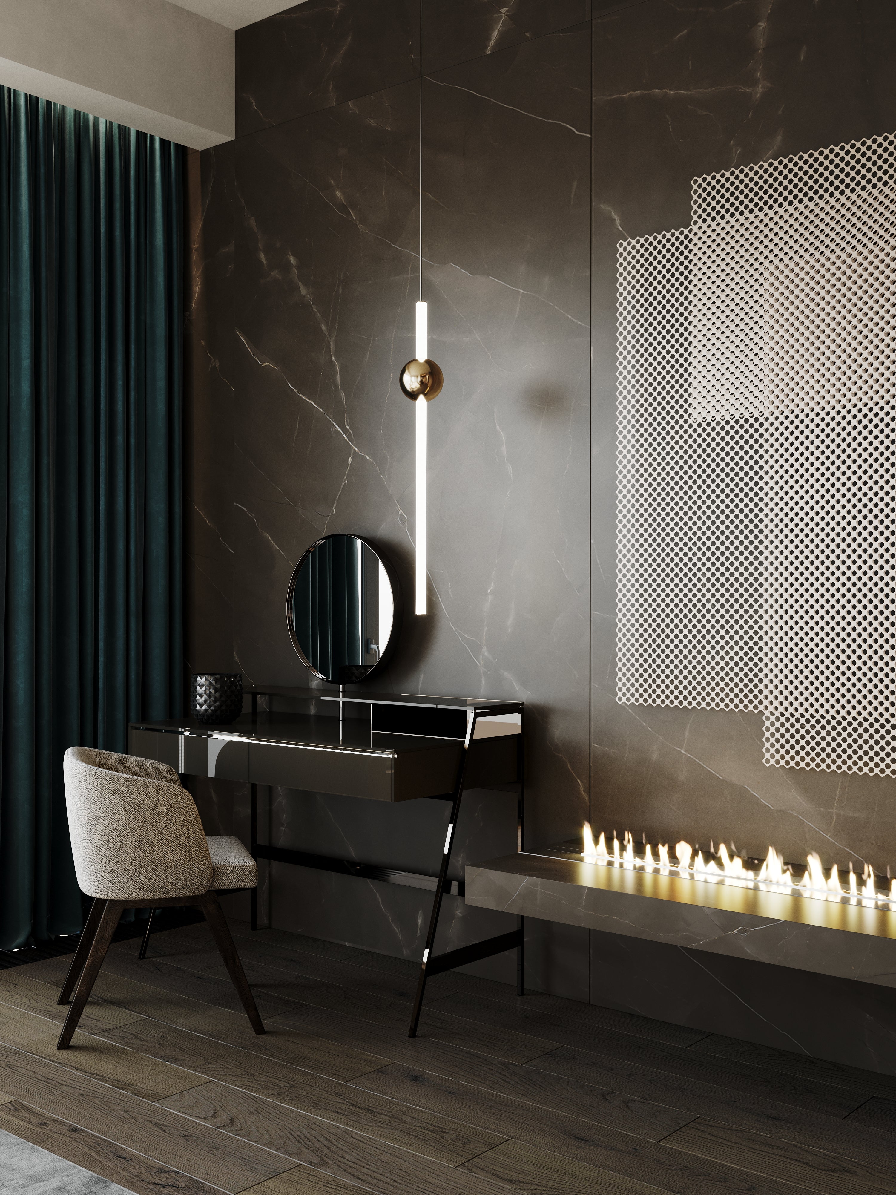 ORION GLOBE Pendant Lamp in Polished Gunmetal