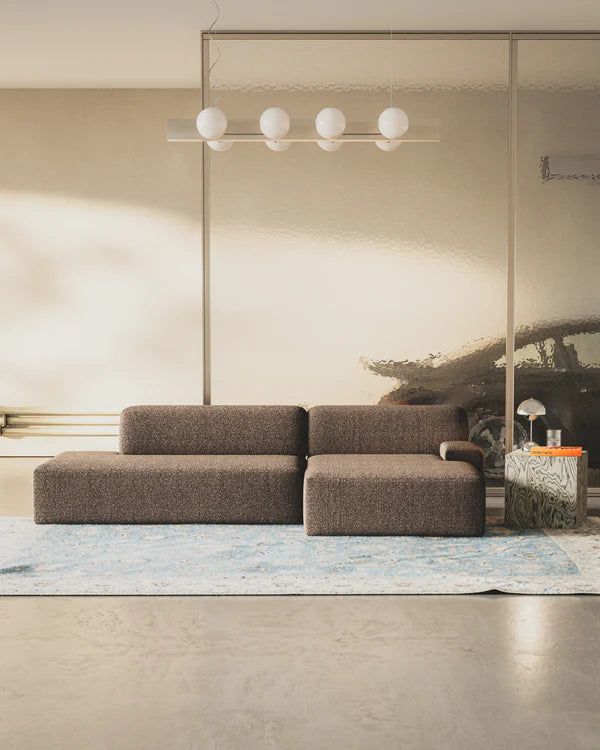 Sofa modułowa UMI - szezlong prawostronny brązowy