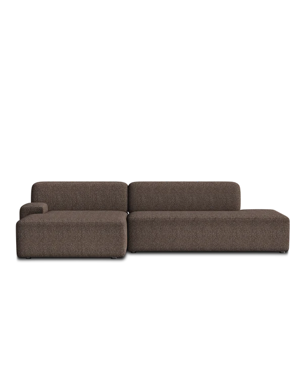 Sofa modułowa UMI - element otwarty lewostronny brązowy