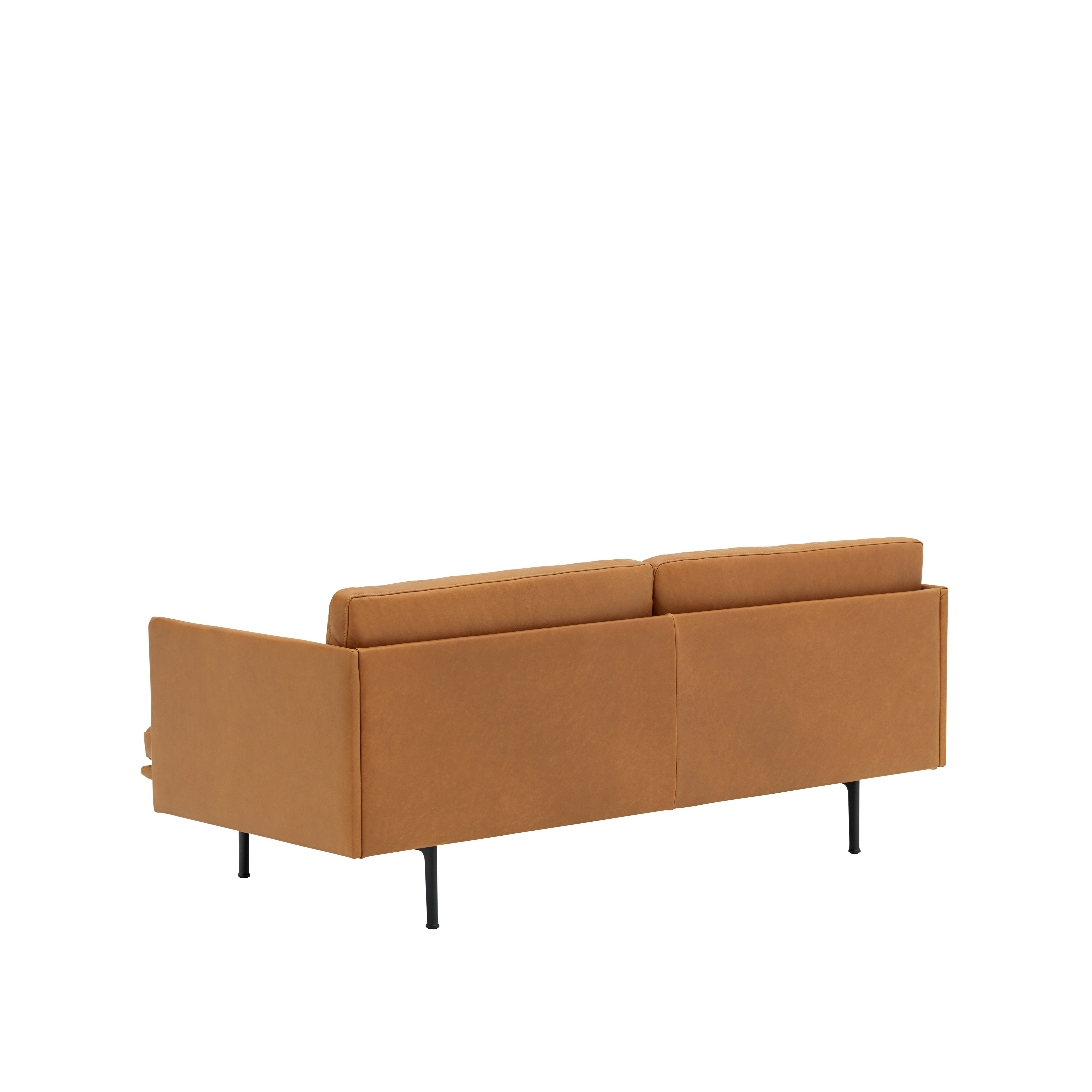 2-Seater Sofa OUTLINE in Cognac Leather with Black Base