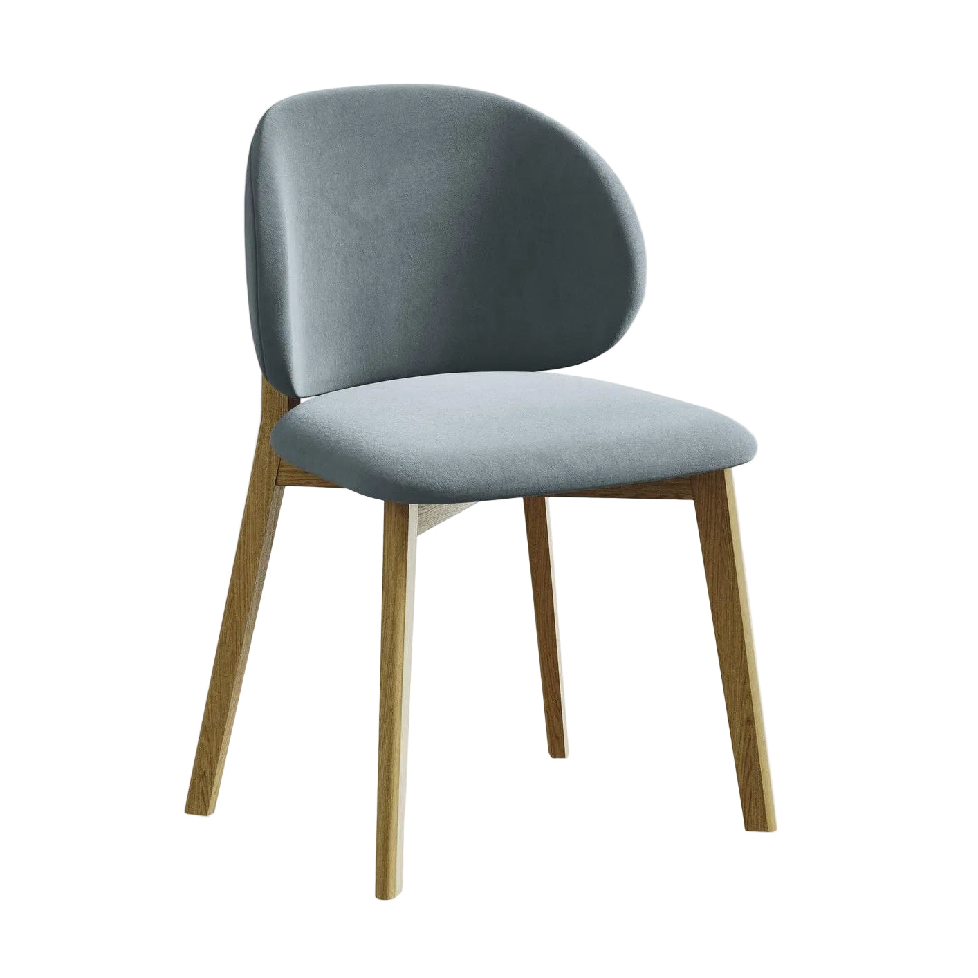 Velvet Chair PAHOA Light Blue with Beech Base