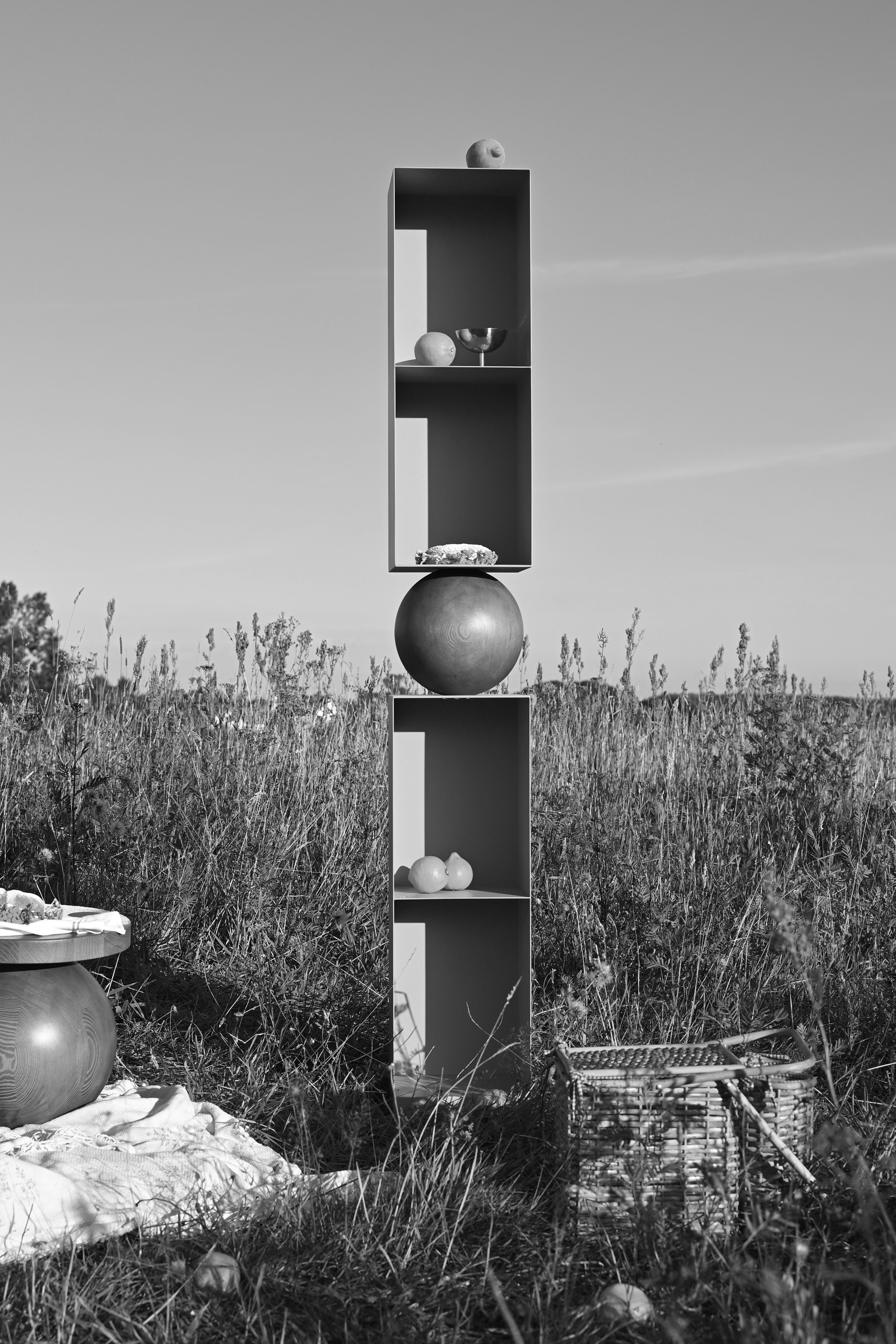PECAN LONG shelf made of wood and steel