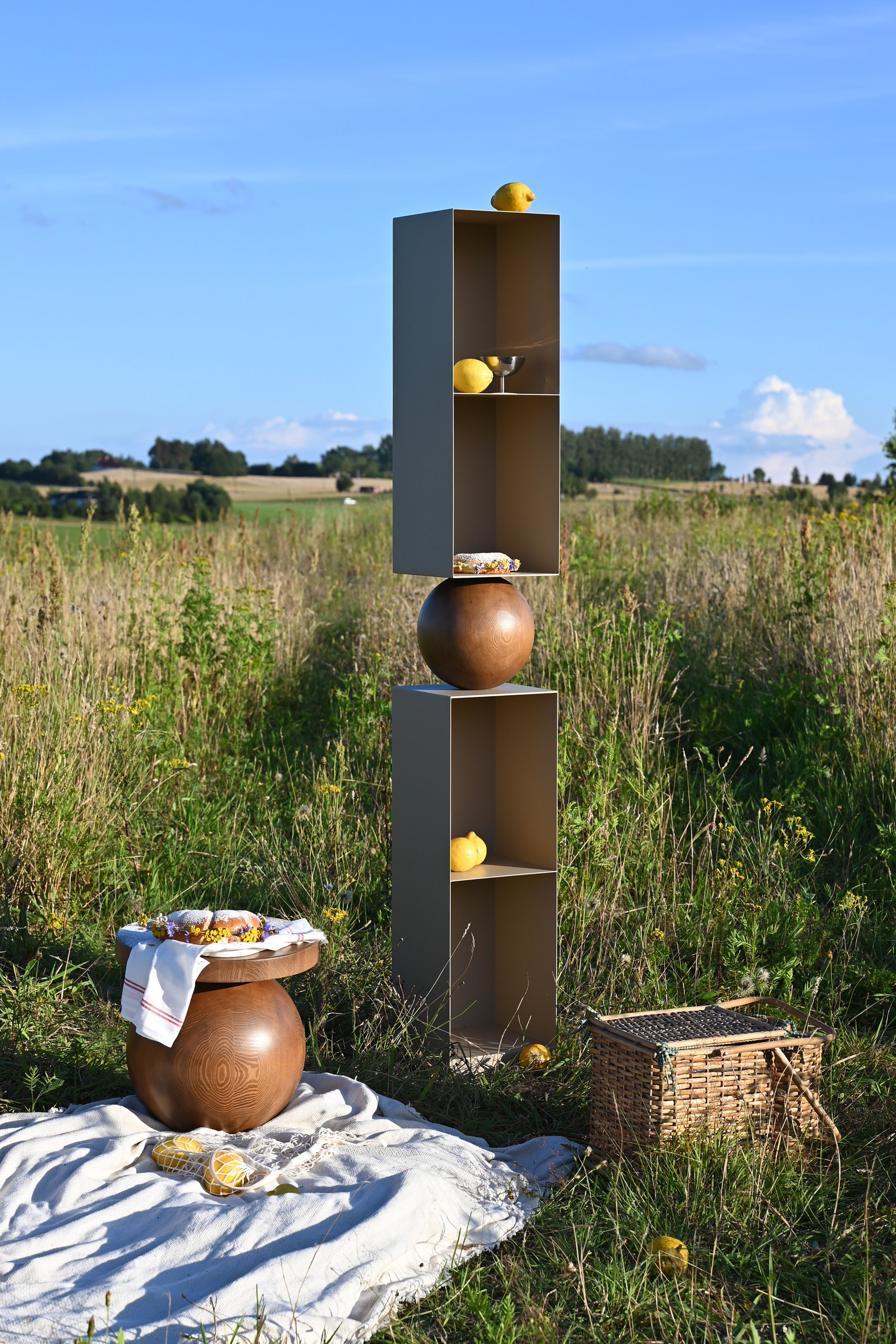 PECAN LONG shelf made of wood and steel