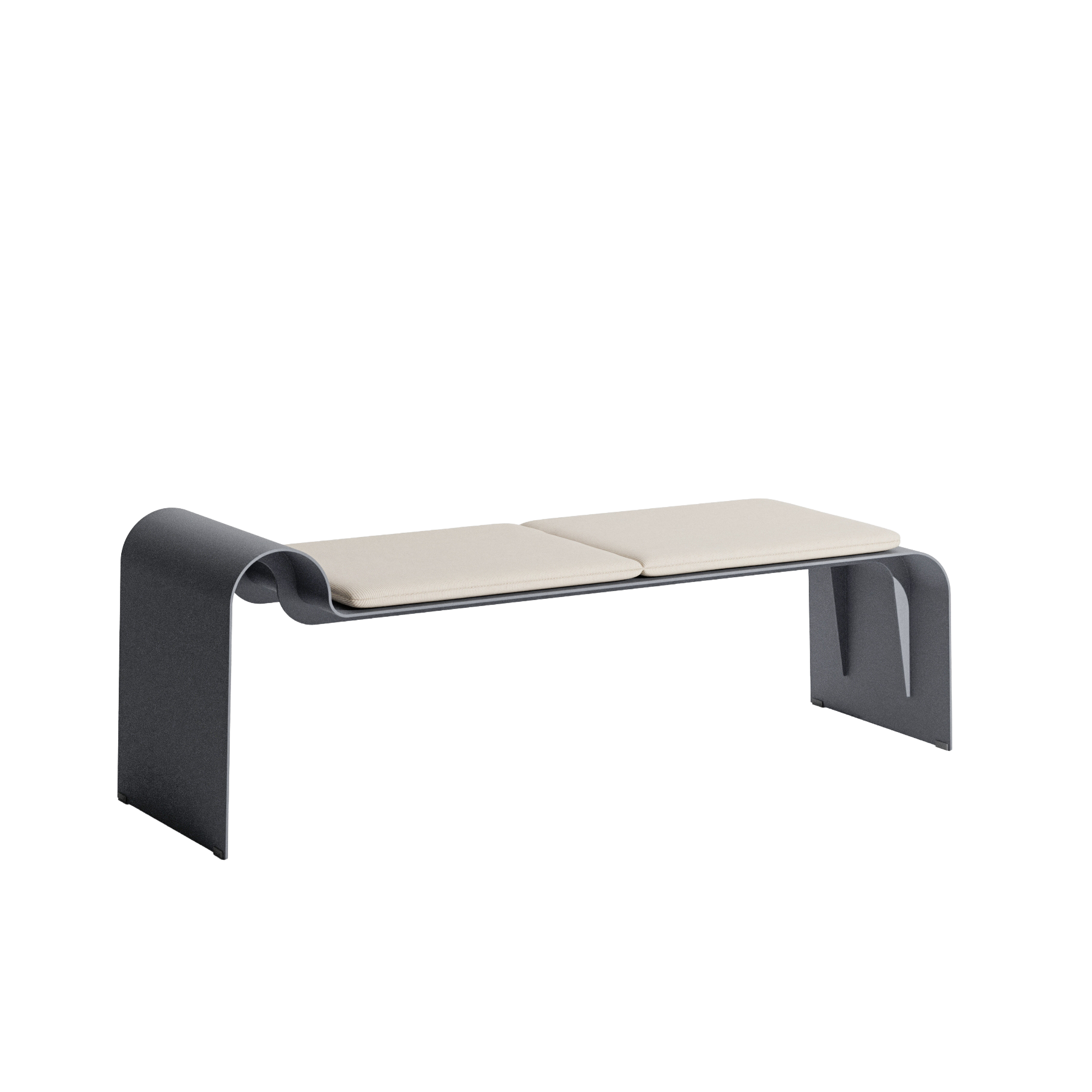 ECLIPSE Bench in Gray with Cream Cushion