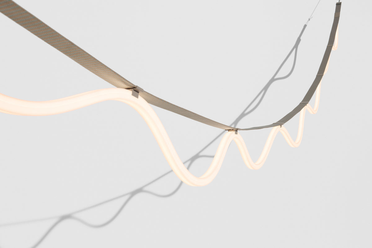 SPLINE Pendant Lamp in Beige with Blue