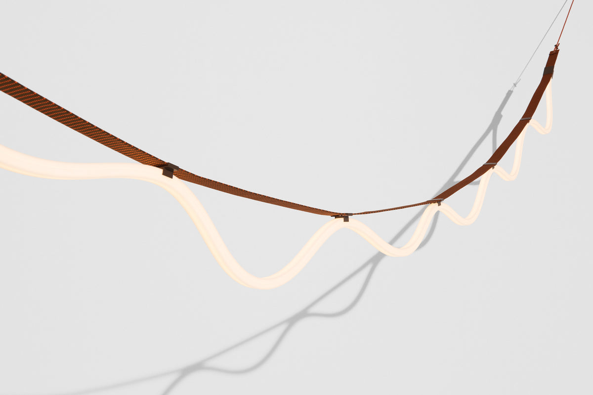 SPLINE Pendant Lamp in Brown with Orange