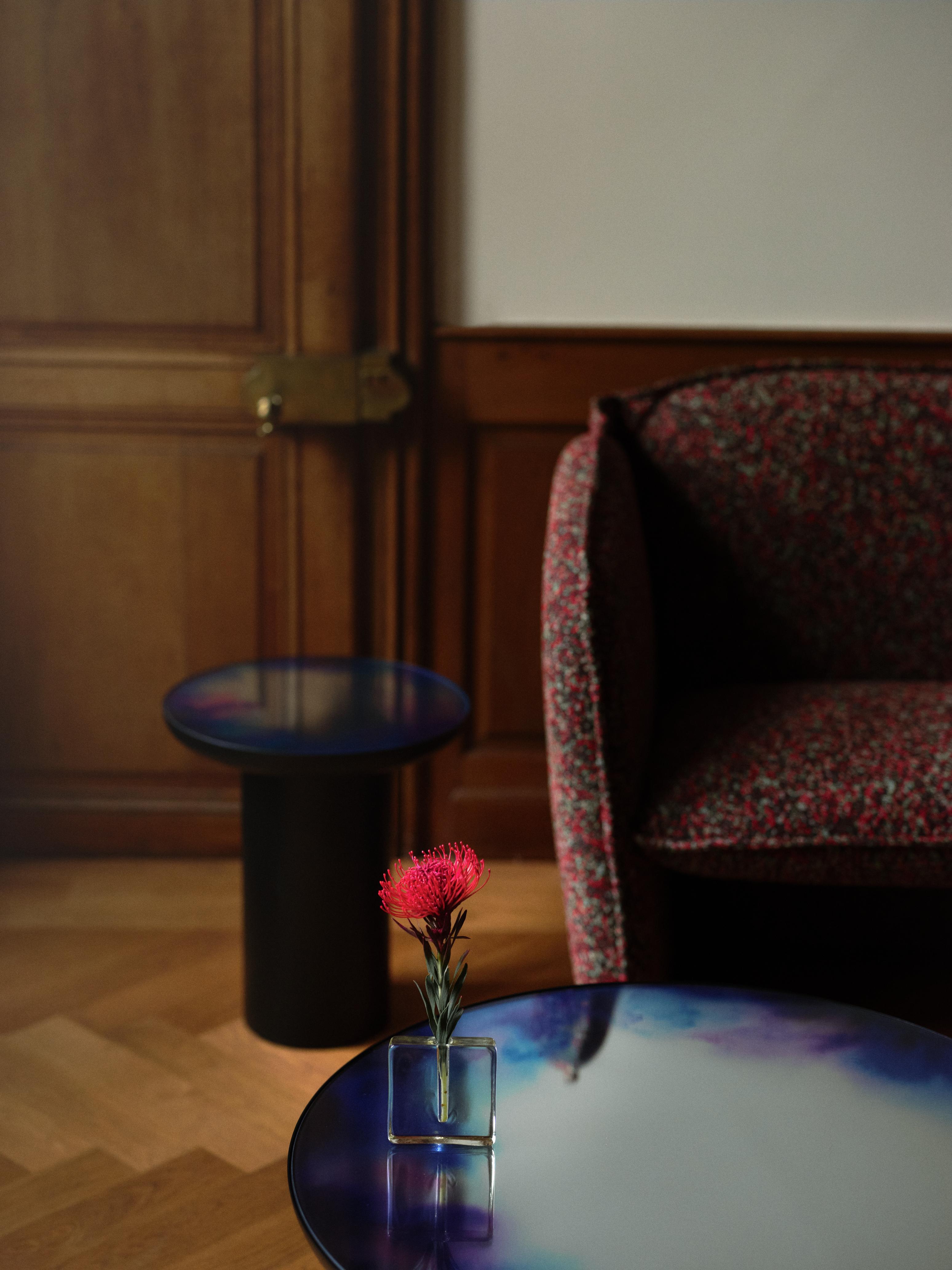 FRANCIS White Side Table with Mirrored Top