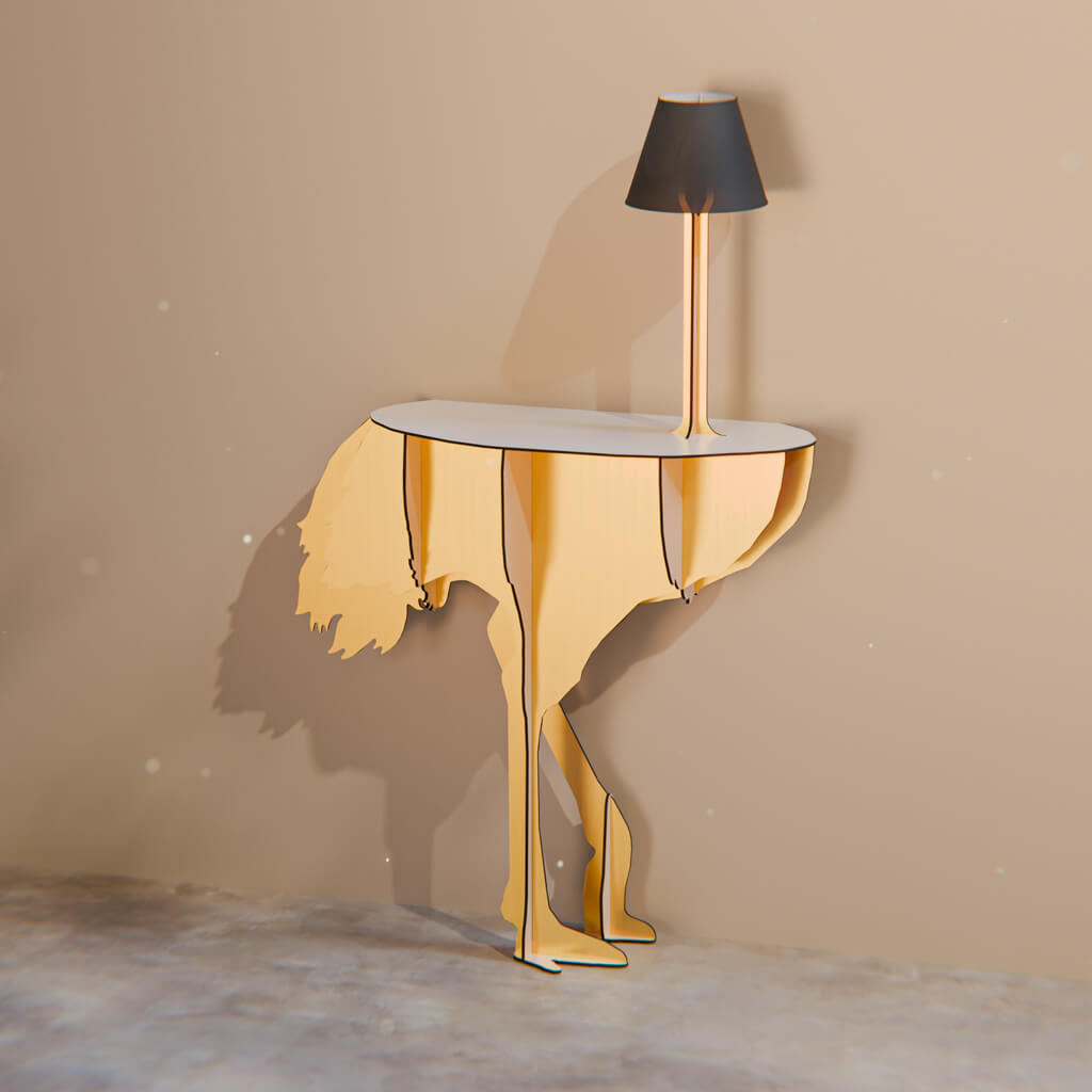 Console with lamp DIVA LUCIA gold