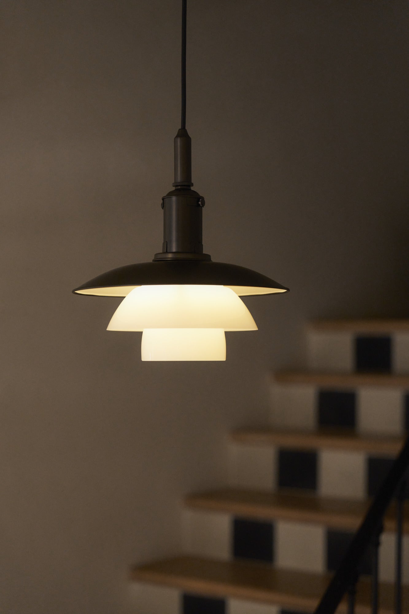 PH 3/3 pendant lamp white with black matte finish