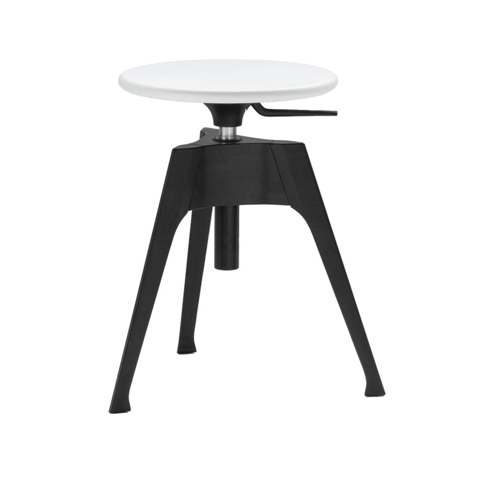 Portable stool Atelier White with a black base