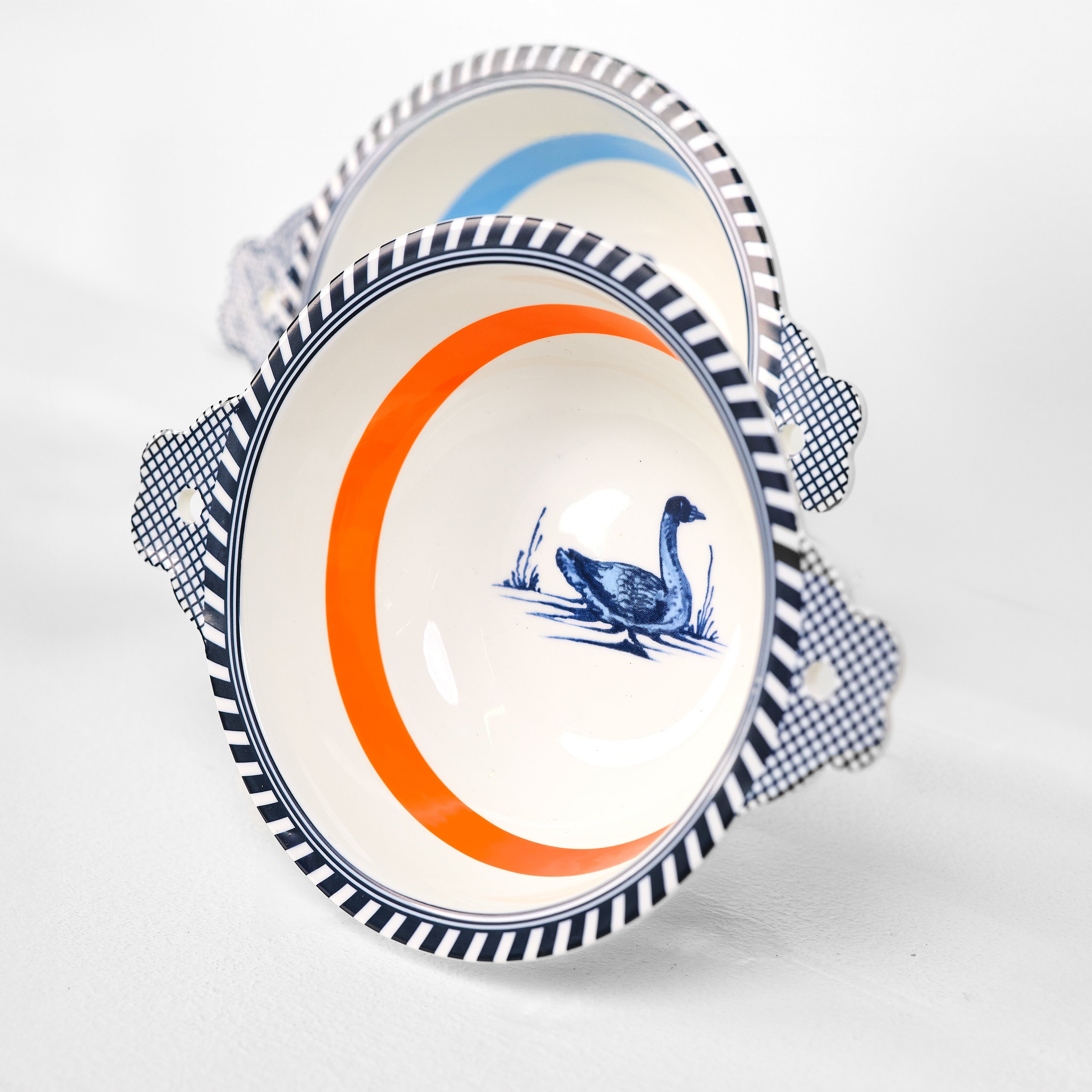 BIRD Bowl white with orange and blue